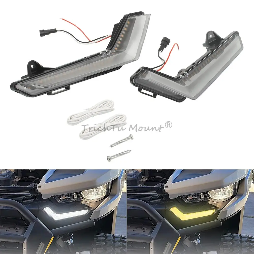 1 Pair Front Accent Light Turn Signal Lamps Fits For Can-Am Defender Commander (Max) 2020–2025 Clear Dc 12V Running Turn Lights