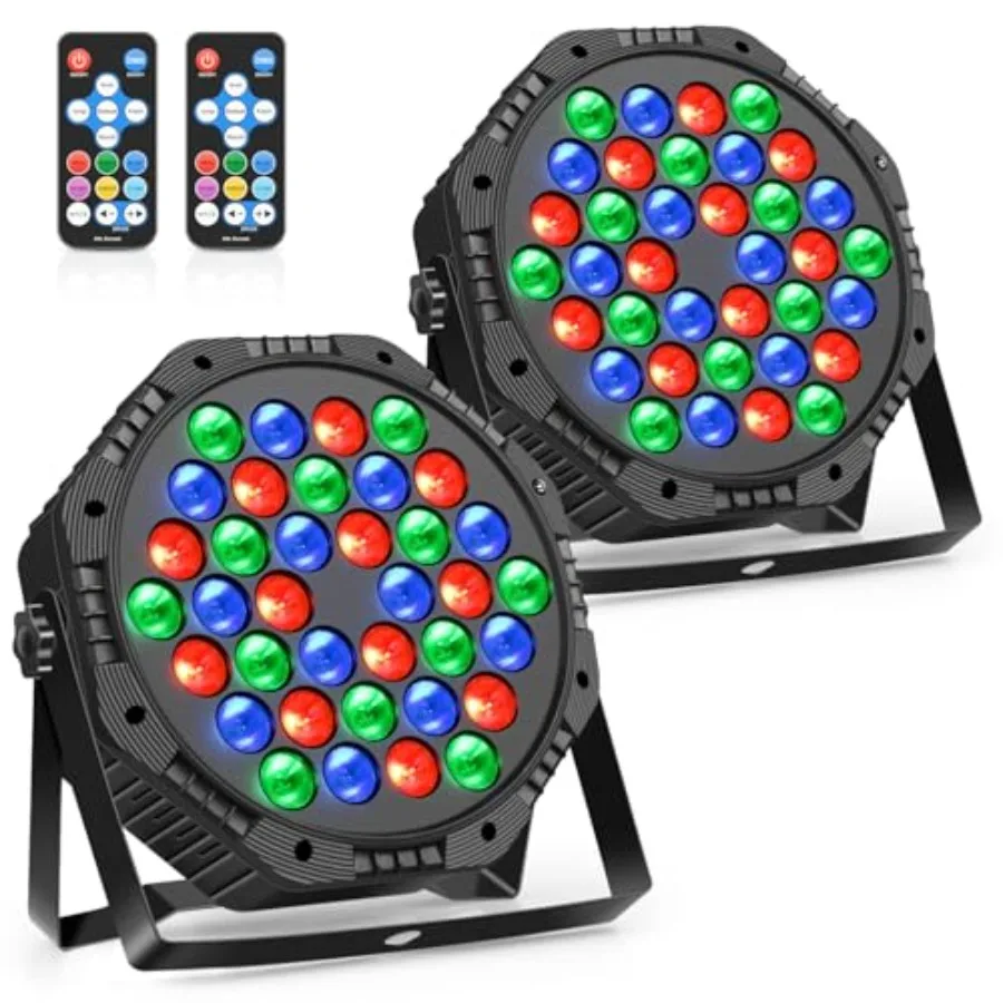 

Stage Lights 36 LED Par Light Corded RGB DJ Party Uplights with Sound Activated and DMX Control for Disco, Wedding, Club, Birth