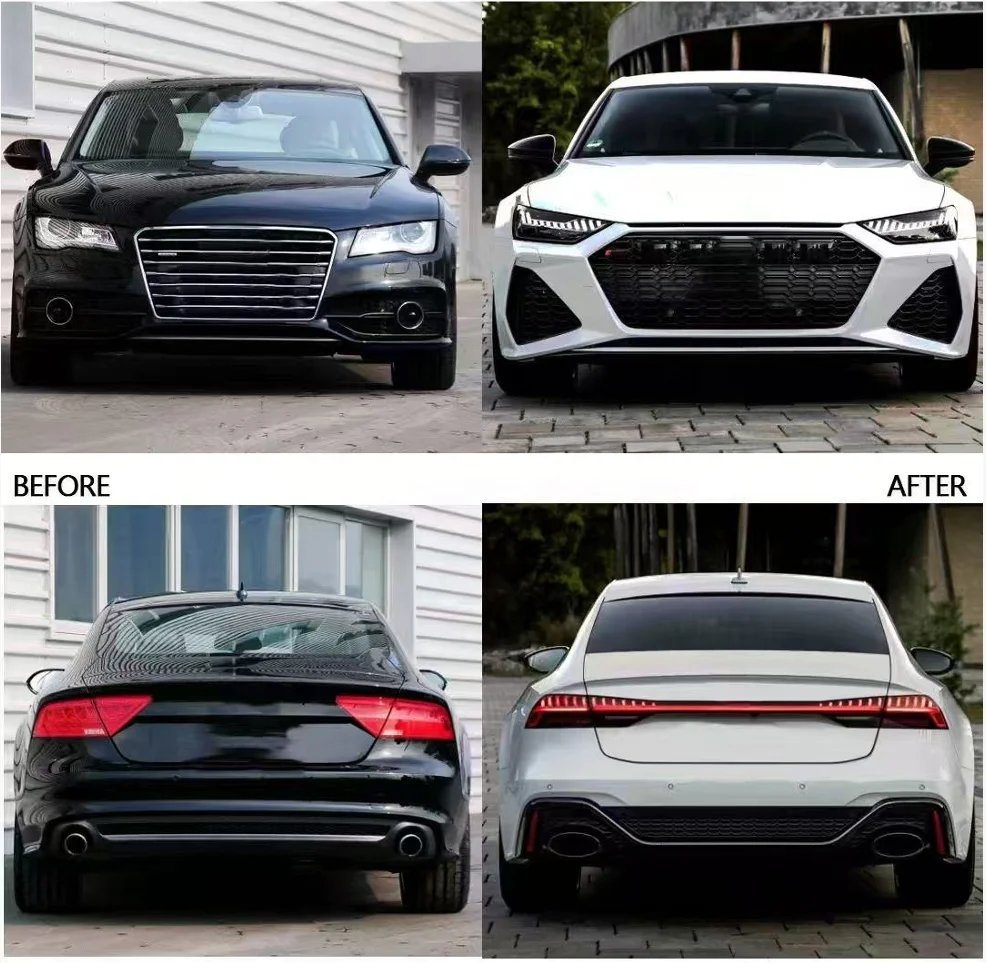 Plastic Body Kits for 2011-2018 A7 Modified to 2019-2025 A7-Complete Set Upgrade & Modification (Black/GRU)