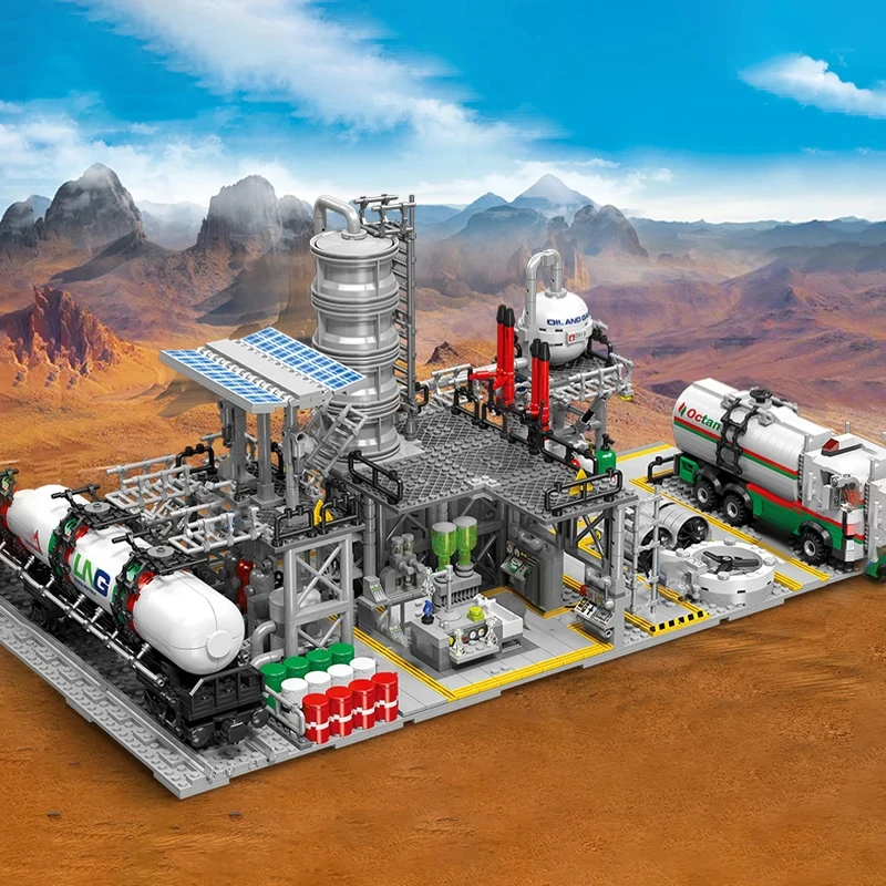 

City Street View Building Blocks Natural Gas Storage Center Laboratory Transport Station 3 In 1 Assembly Model Bricks Adult Gift