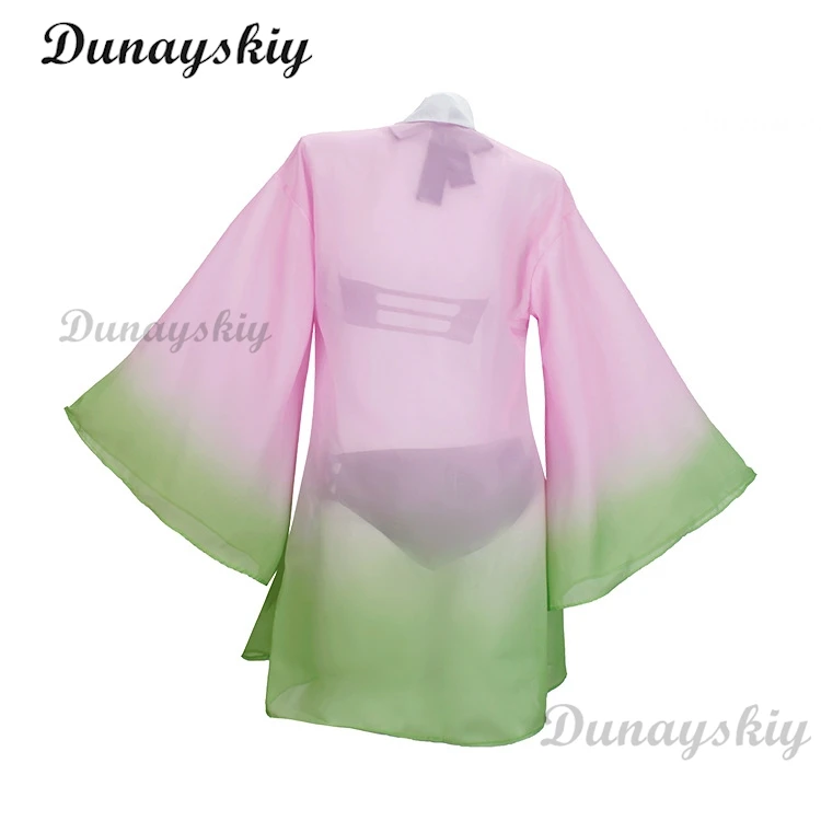 Anime Kanroji Mitsuri Cosplay Swimsuit Cardigan Swimsuit Set Summer Bikini Beach Cosplay Costume Wig Sock Gift view 4