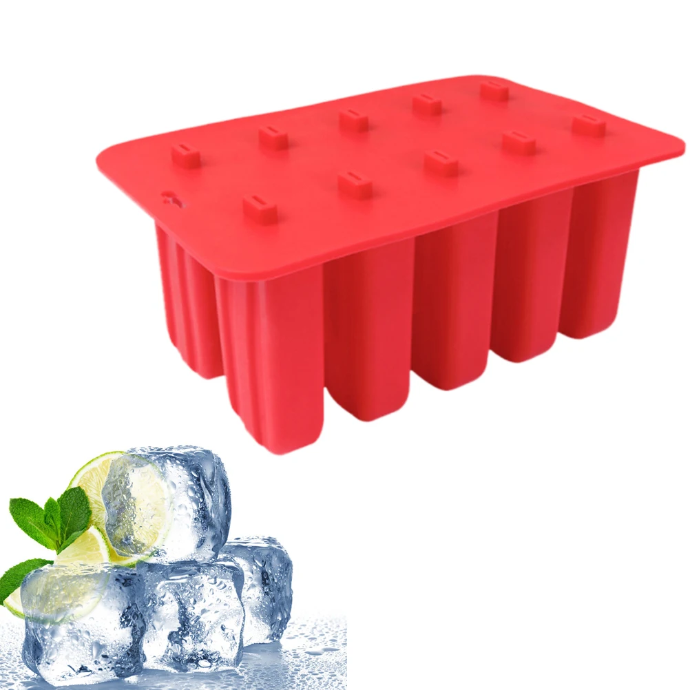 

Silicone Popsicle Ice Maker Kitchen Tool 10 Grids Popsicle Reusable Summer Cool Ice Cream Tools