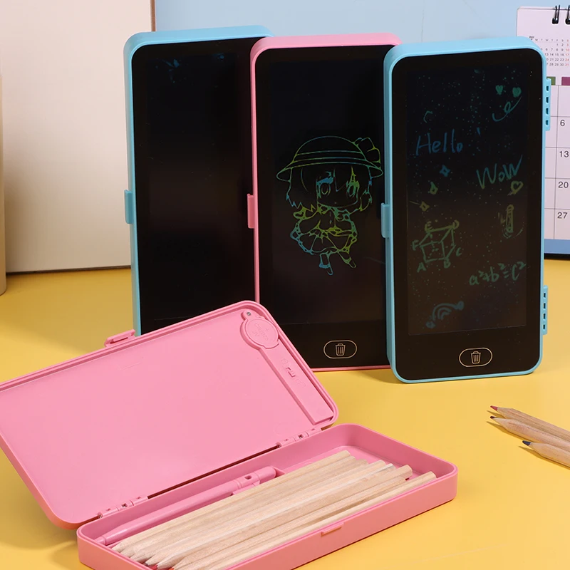 LCD Graffiti Writing Tablet Set, Magic Erasable Drawing Pad, Pencil Box, Perfect Kids' Toy Gift