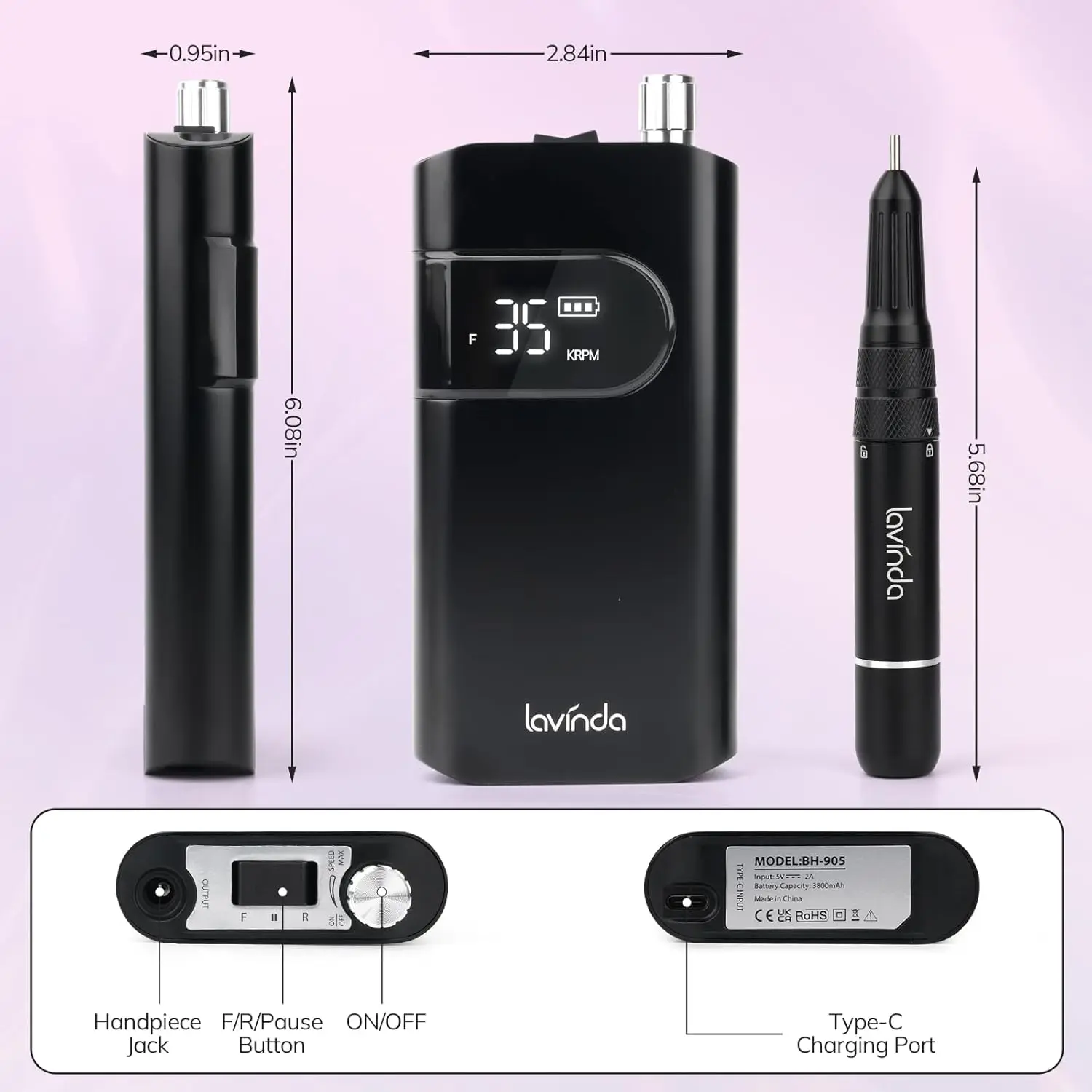 Perceuse à ongles sans fil 35000 tr/min, effet d'ongle électrique Rechargeable pour ongles en Gel acrylique, outils de polissage de manucure et pédicure