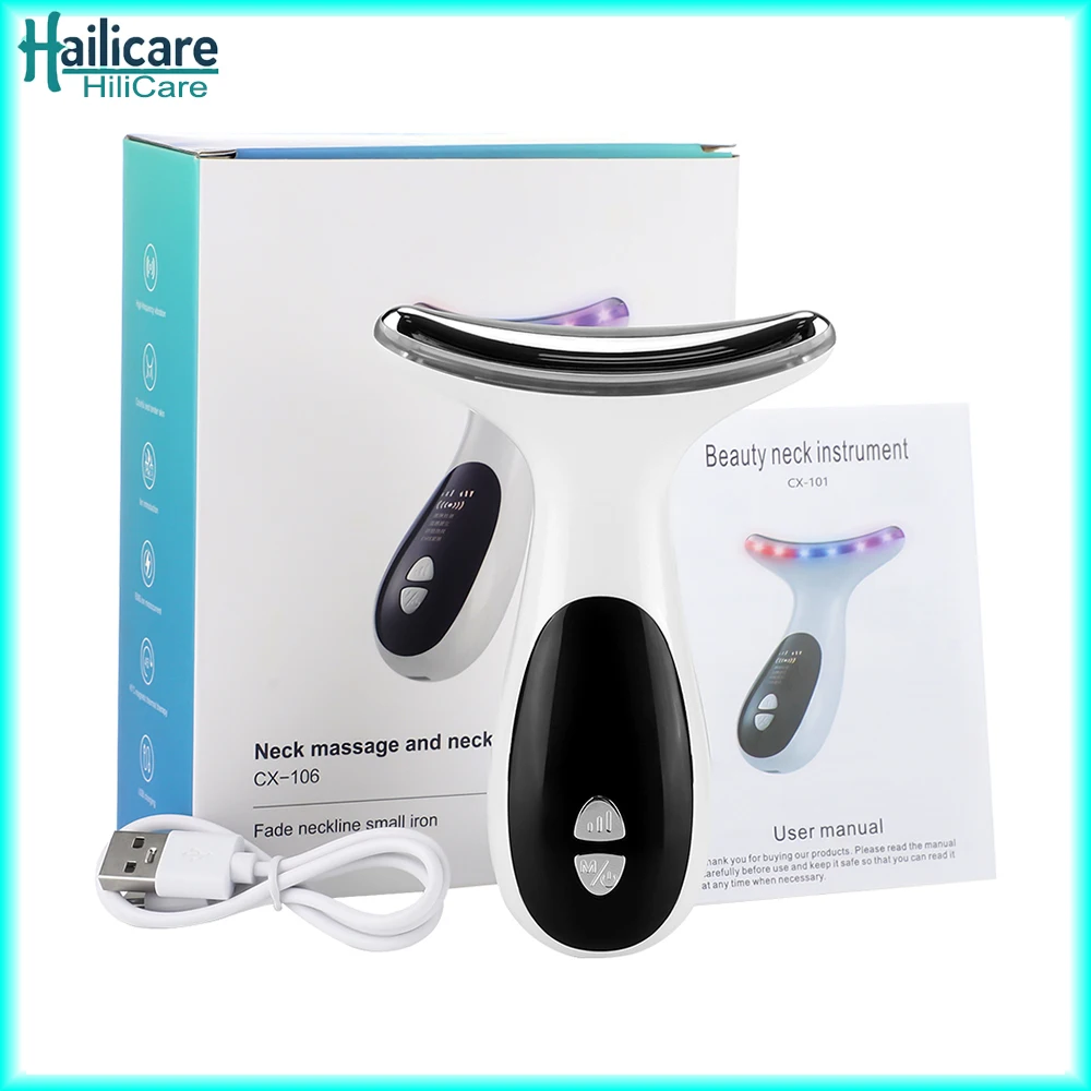 4 Modes Neck Beauty Device EMS Face Lifting Machine Double Chin Remover LED Anti Wrinkle Skin Tightening Facial Massager