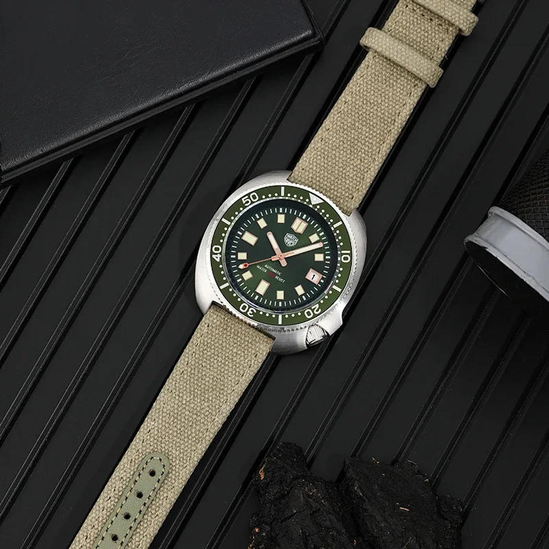 Watchdives 20mm Canvas Watchband for 6105 Pilot Military Watch Fast Release Universal Replacement Retro Strap Watch Accessories