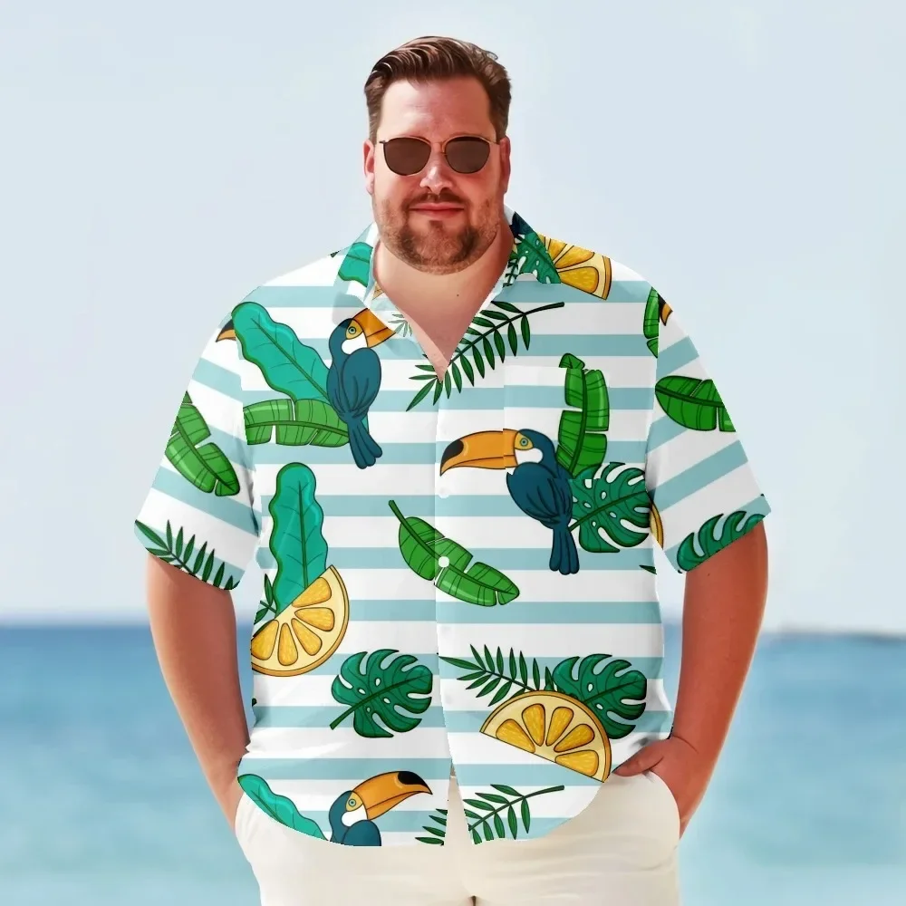 

Summer Hawaiian Shirt Men Loose Y2k Tops Streetwear Big & Tall Fruit Print Animal Shirt Short Sleeve Oversized Men Clothing