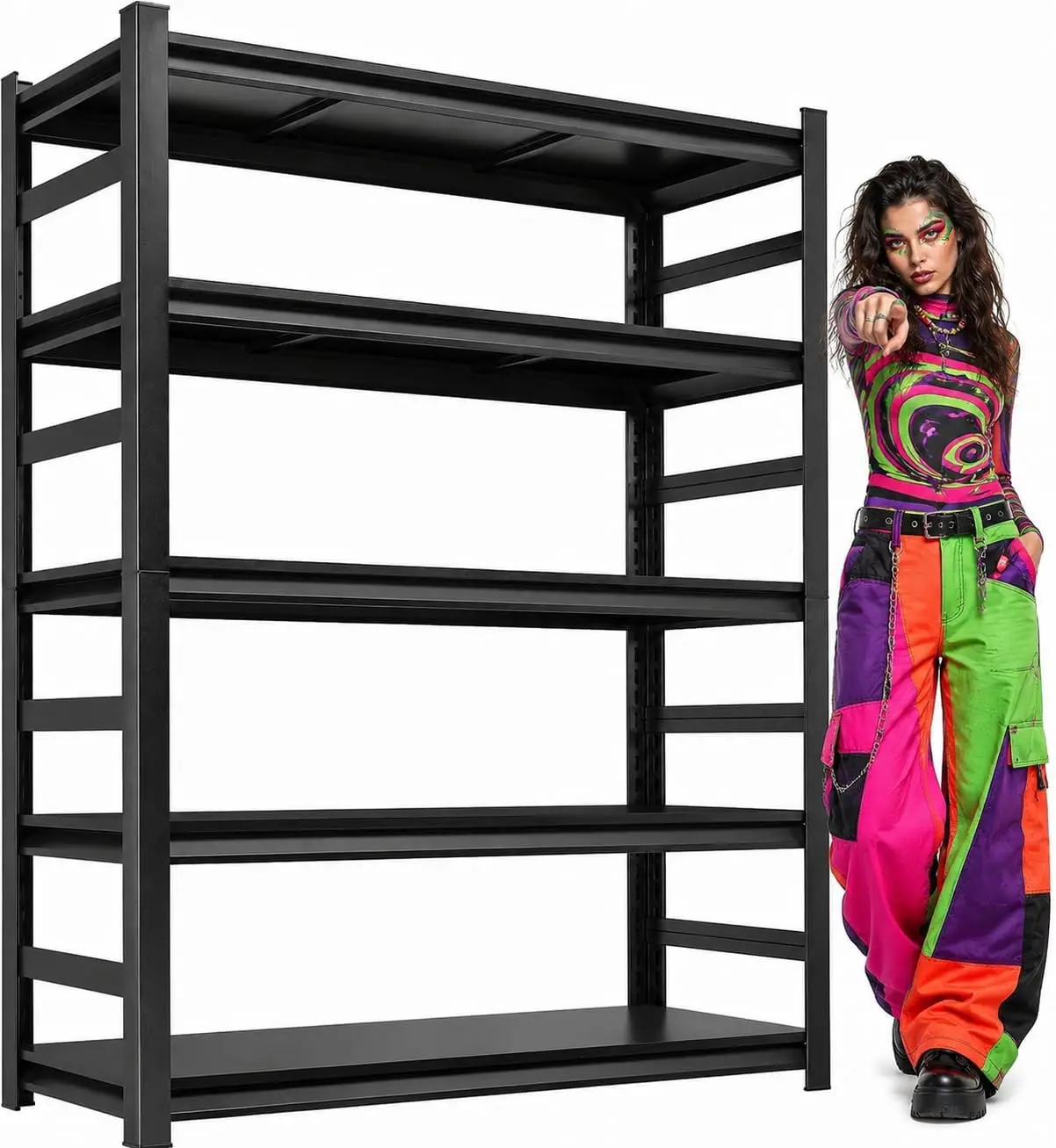 Heavy Duty Garage Shelving with Anti Fall Rails, 3000 LBS Steel Storage Shelves for Garage Basement Pantry Kitchen Warehouse