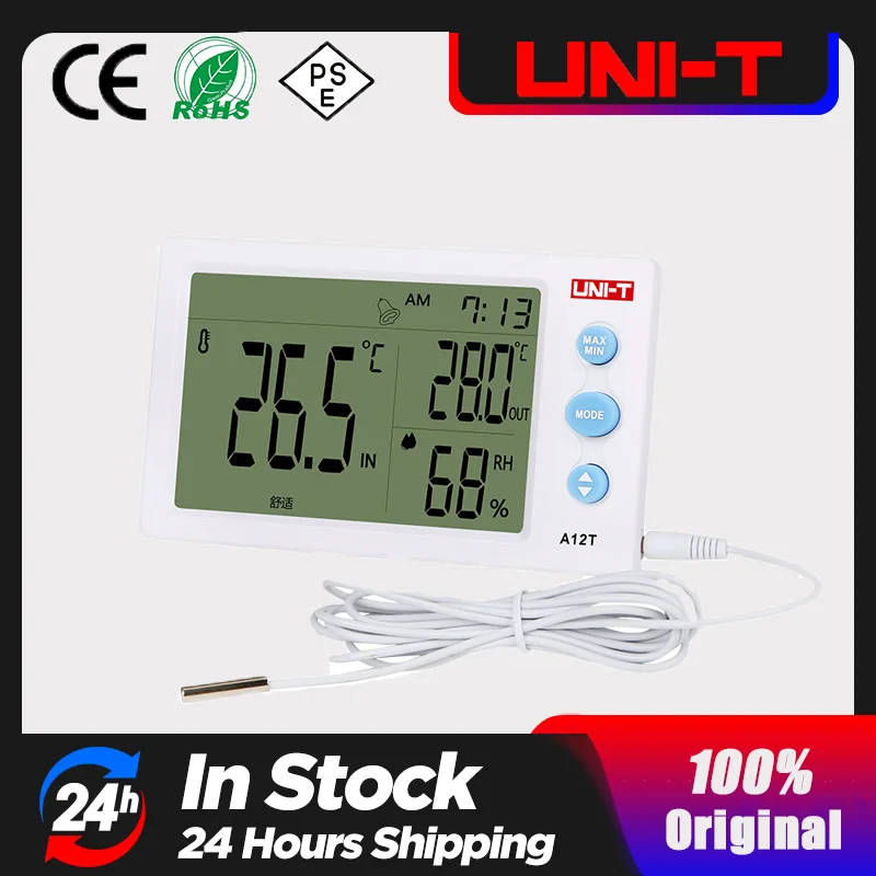 

UNI-T A12T Digital LCD Thermometer Hygrometer temperature Humidity Meter Alarm Clock Weather Station Indoor Outdoor instrument