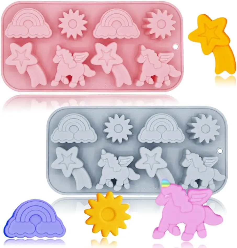 

Mirosie 3d Unicorn Silicone Molds 8 Cavity Flying Unicorn Themed Fondant Cake Chocolate Mould Cake Decoration Accessories