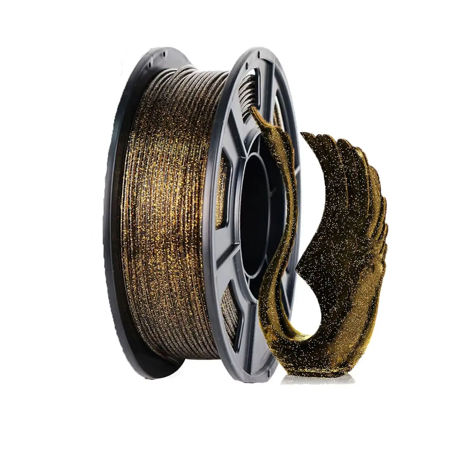 

Glitter Gold 3D Printer Filament, Shiny Galaxy 250g PLA Filament 250g(8.8oz) 1.75mm, Gold 3D Effect Glitter-Black Filamen
