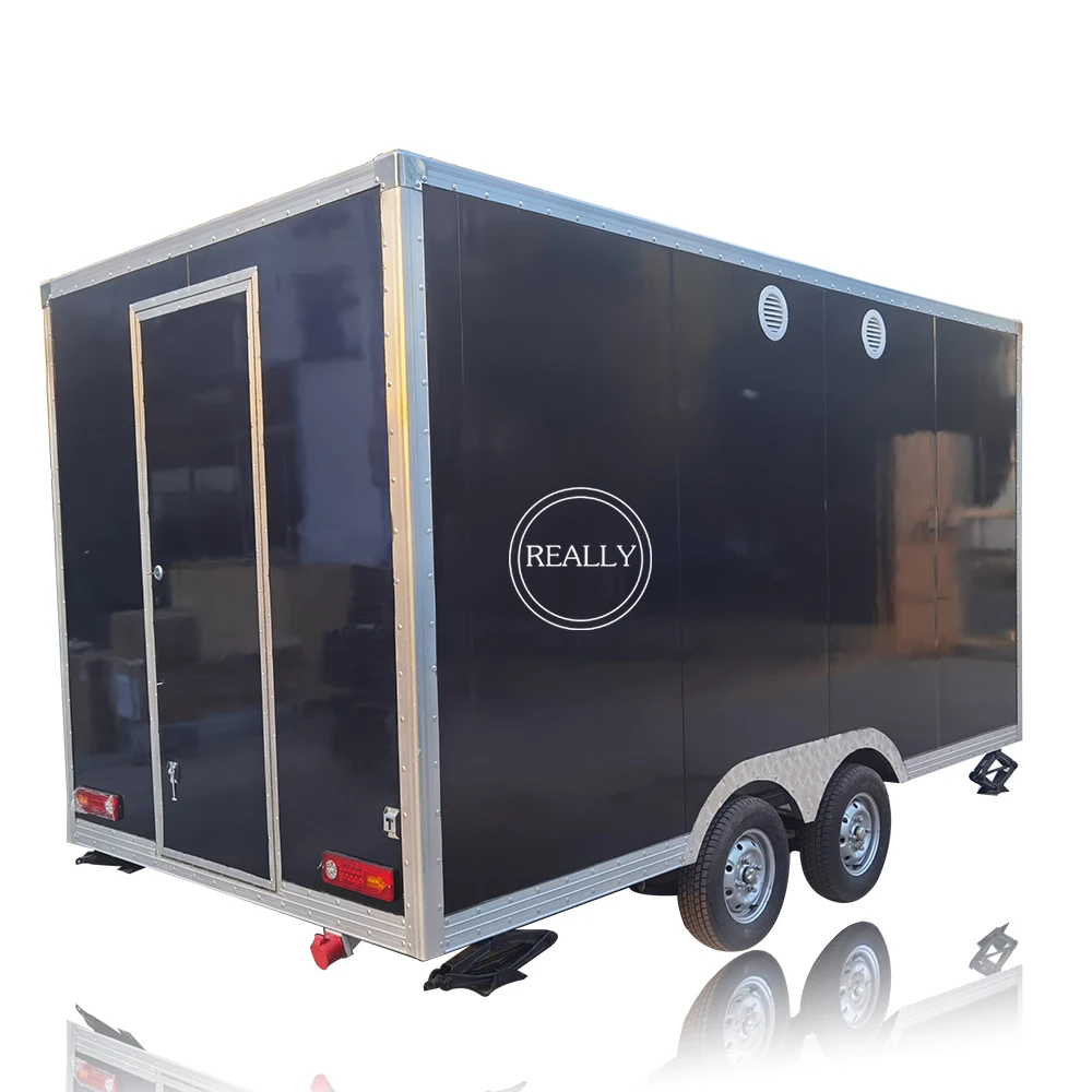 Best Selling Mobile Food Trucks United States Standard Custom Service 4m Black Fast Food Truck With Kitchen Equipment