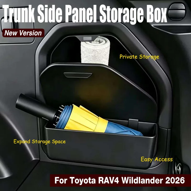 Car Trunk Side Storage Pocket Baffle Fit 2026 Toyota RAV4 Wildlander, Rear Cargo Organizer Divider Storage Modification Supplies