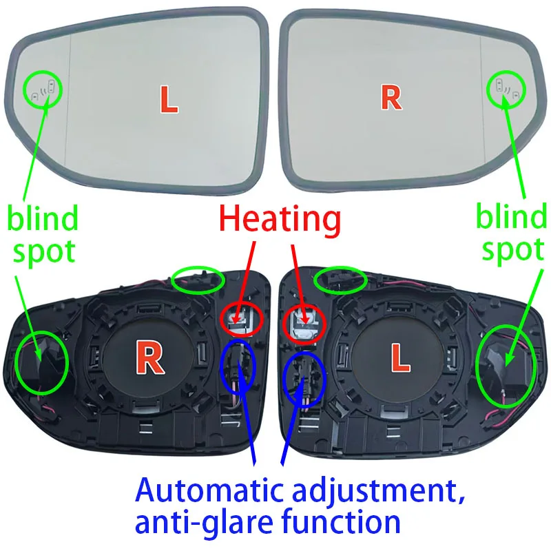 For Lexus ES ES250 ES350 (2019-2025) Car Left/Right Side Auto Dimming Anti-Glare Heated Blind Spot Rear Mirror Wide Angle Glass