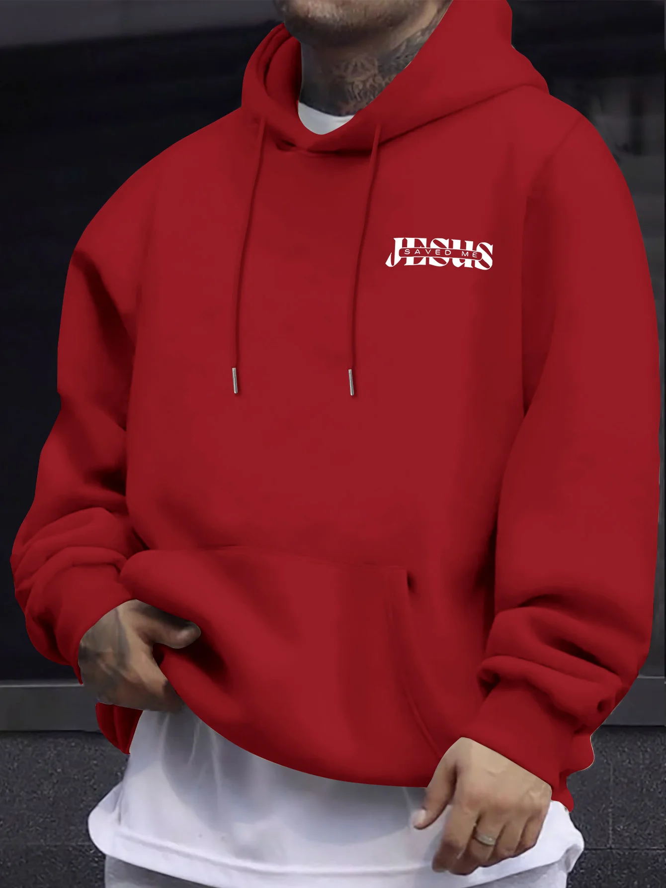 Übergroßer Christlicher Kreuz-Hoodie mit Aufschrift "Johannes 3:16" Herren Hip-Hop Sport Streetwear Lässiger Fleece-Pullover – Detail 16
