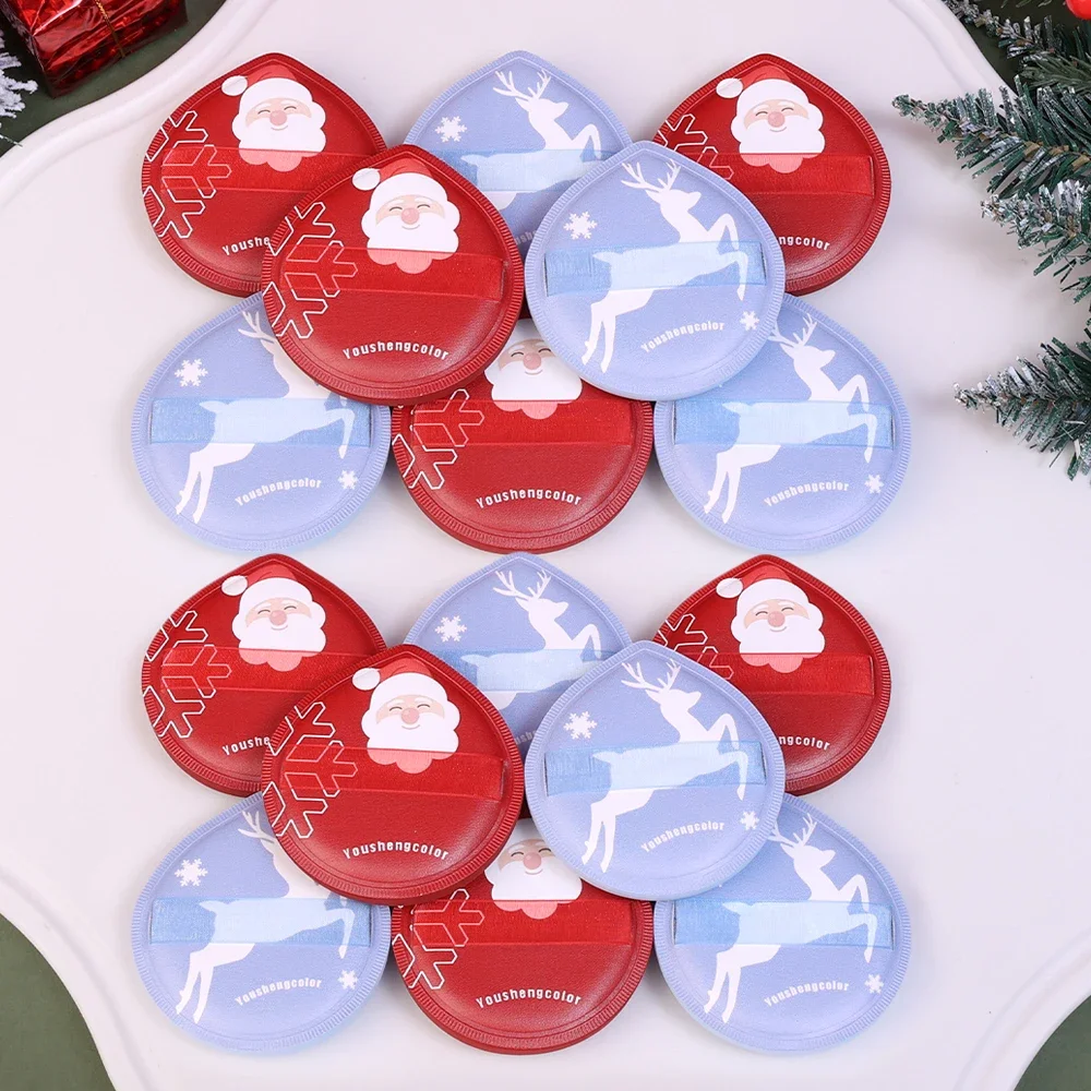 1-10Pcs Christmas Marshmallow Powder Puff Soft Thick Wet Dry Dual Use Red Blue Makeup Sponge Face Beauty Makeup Application Tool