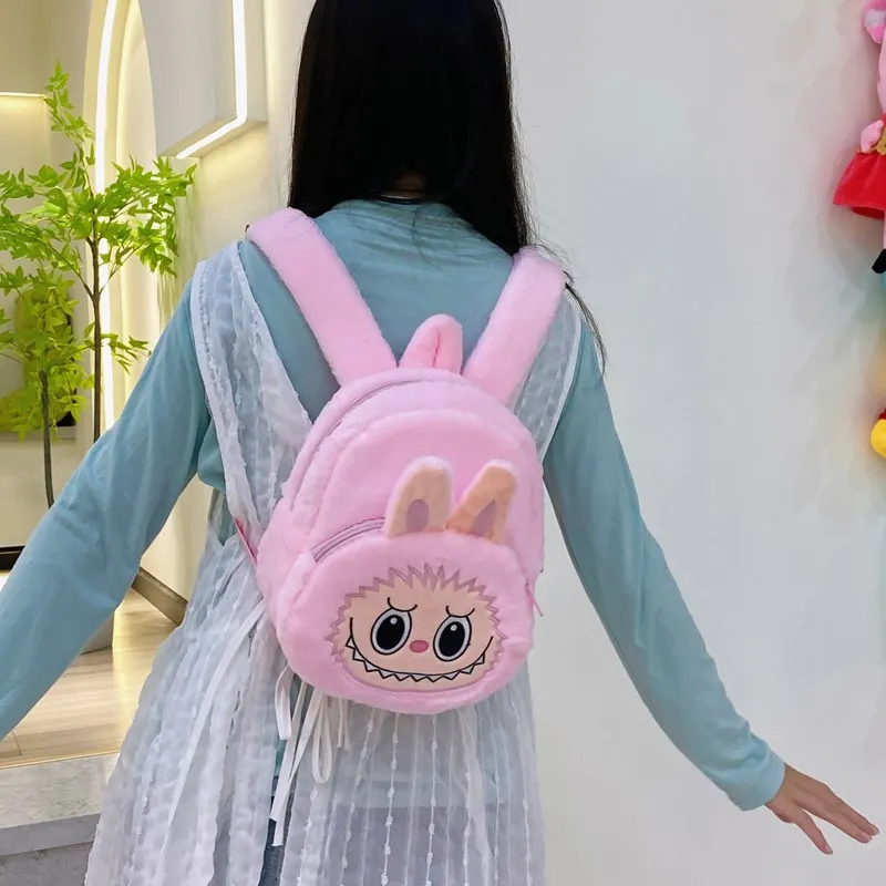 Cute POP MART Rabub small backpack grab machine doll plush small schoolbag parent-child backpack cross-border