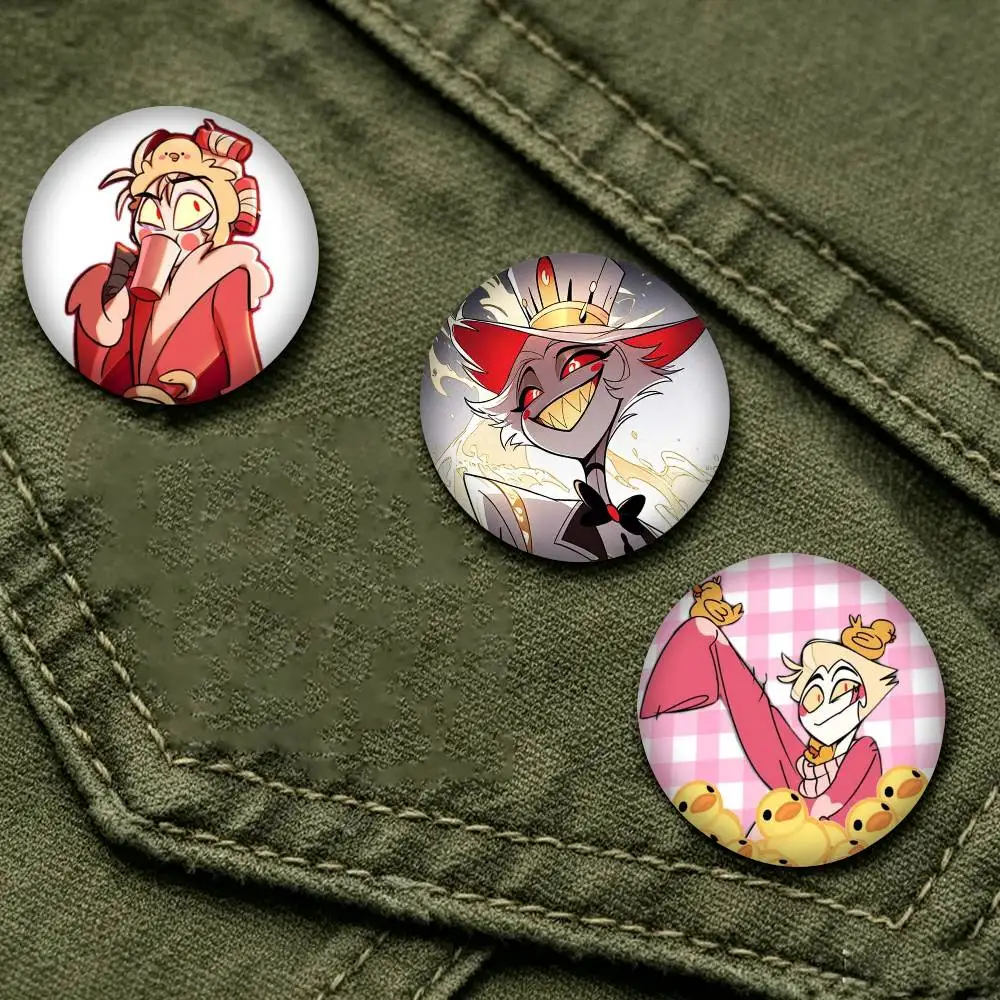HazbinS Hotel L-Lucifer Magne 25mm 32mm 44mm 58mm 75mm Brooches Badges Pins for Accessories Gift