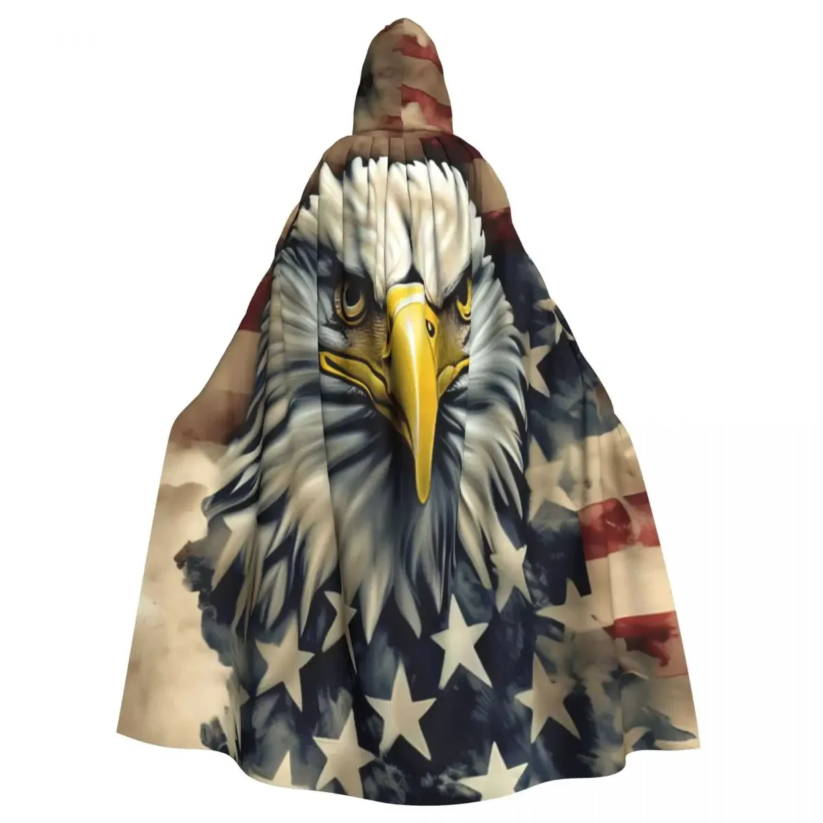 American Bald Eagle Hooded Cloak Halloween Party Cosplay Woman Men Adult Long Witchcraft Robe Hood