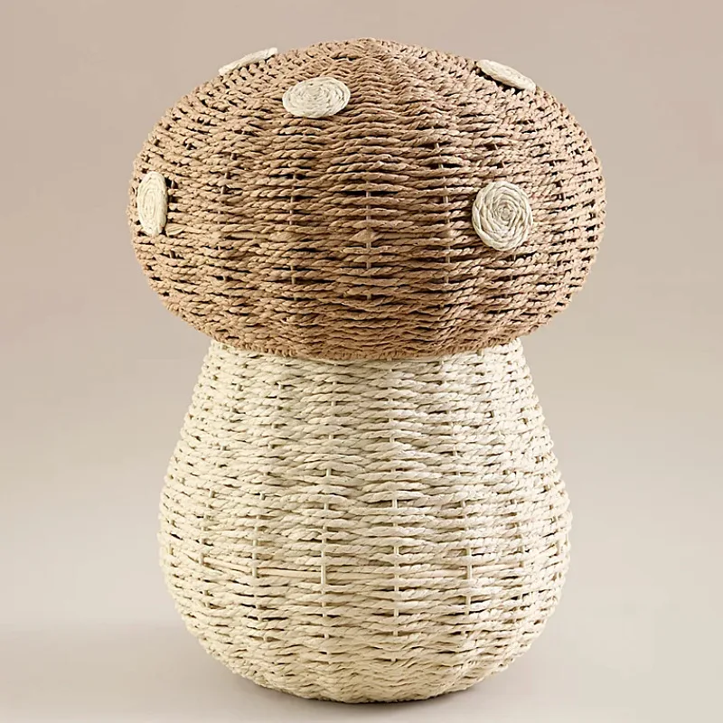 

Nordic style mushroom rattan children's toy storage basket plush storagebasket living room bedroom storagebox