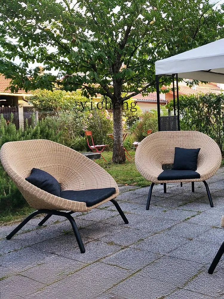 ZK Outdoor Garden Sofa Rattan Leisure Waterproof Terrace Double Single Rattan Chair Combination Lazy Recliner