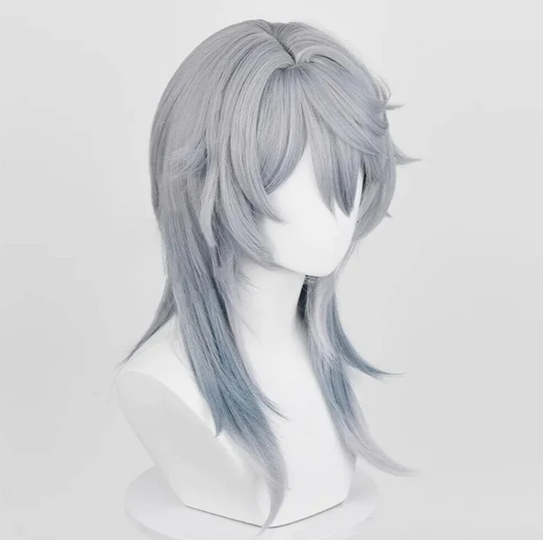 Honkai: Star Rail Cosplay Sunday Wig Short Gray Blue Gradient Role Play Wigs