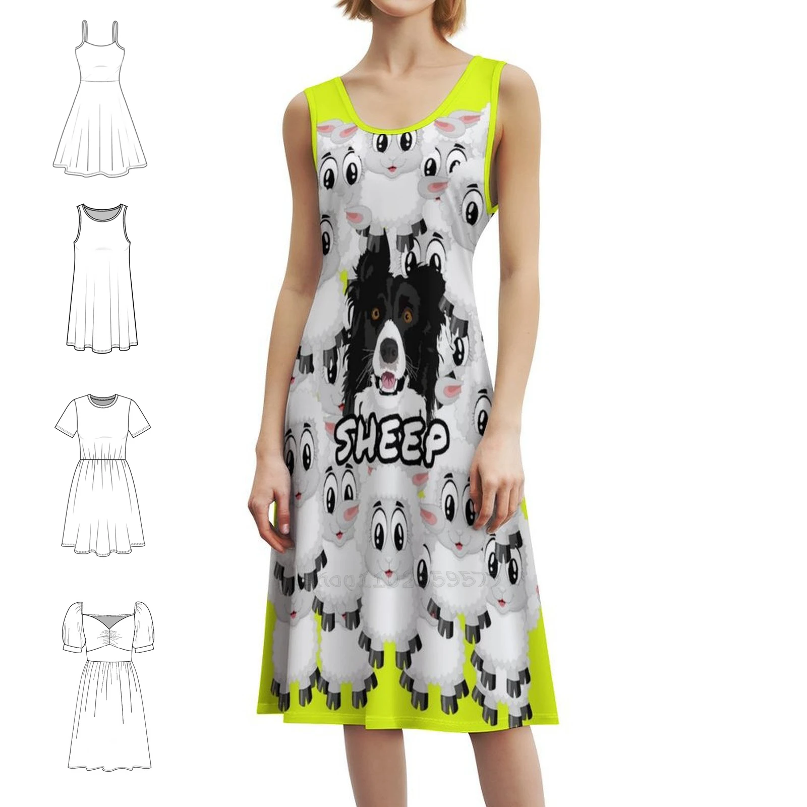 

Овечье повседневное платье в корейском стиле для женщин, простые повседневные офисные женские платья, забавные собаки, прополка овец, вечеринка