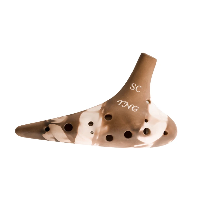 Hot Sale In Stock musical ocarina instrumento 12 Hole Ceramic Tenor Horn  double ocarina flute