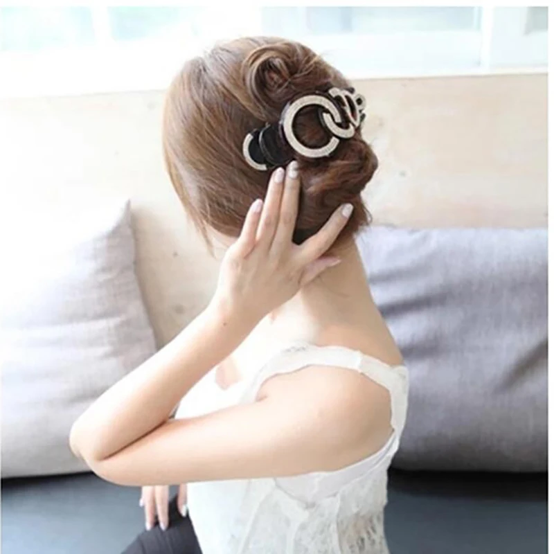 موضة ذيل حصان مشبك شعر دبوس مشط البلاستيك الراين مخلب شعر السلطعون الفك المشابك قبضة اكسسوارات تصفيف الشعر للنساء