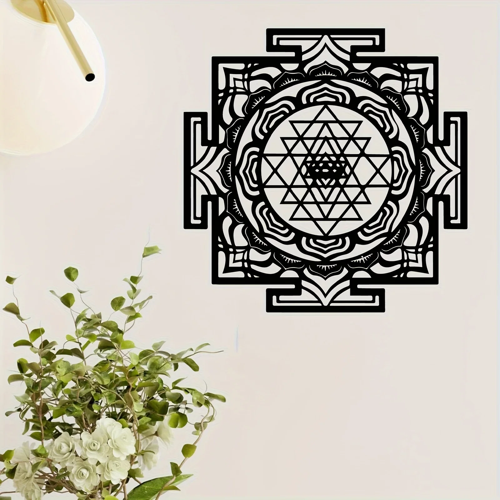 CIFBUY Shri Yantra Iron Wall Art Rustproof Spiritual Meditation Decor Durable Indoor Outdoor Garden Fence Hanging Geometric