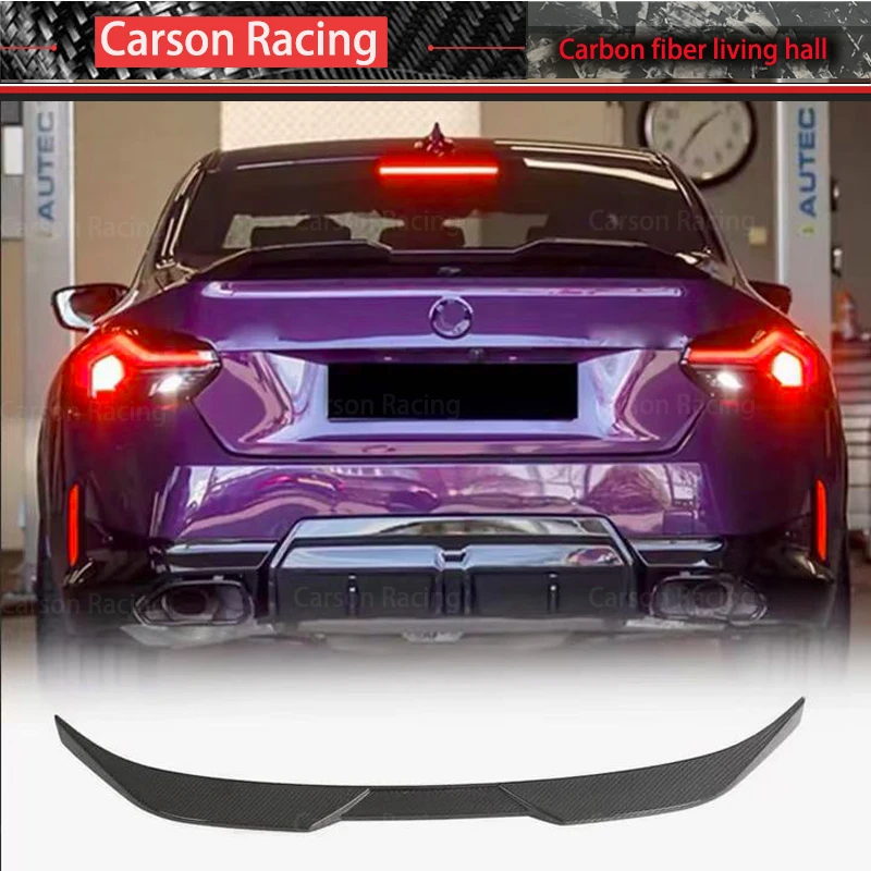 

For BMW G42 2 Series M2 G87 MP Style Real Dry Carbon Fiber Tail fins Rear Deck Spoiler Duckbill Car Wing Retrofit the rear wing