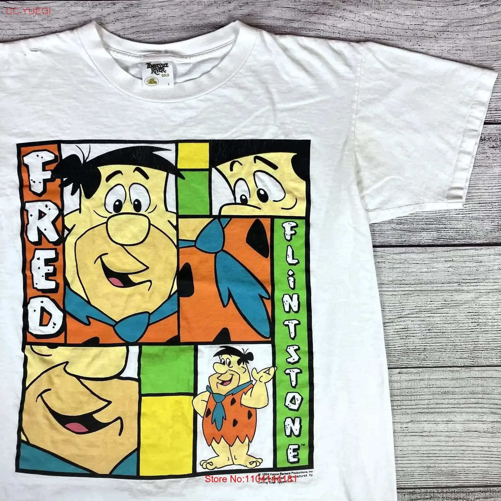 Vintage 1994 Fred Flinstone Hannah Barbera Cartoon T shirt size Men's Large long or short sleeves vintage Washed Breathable