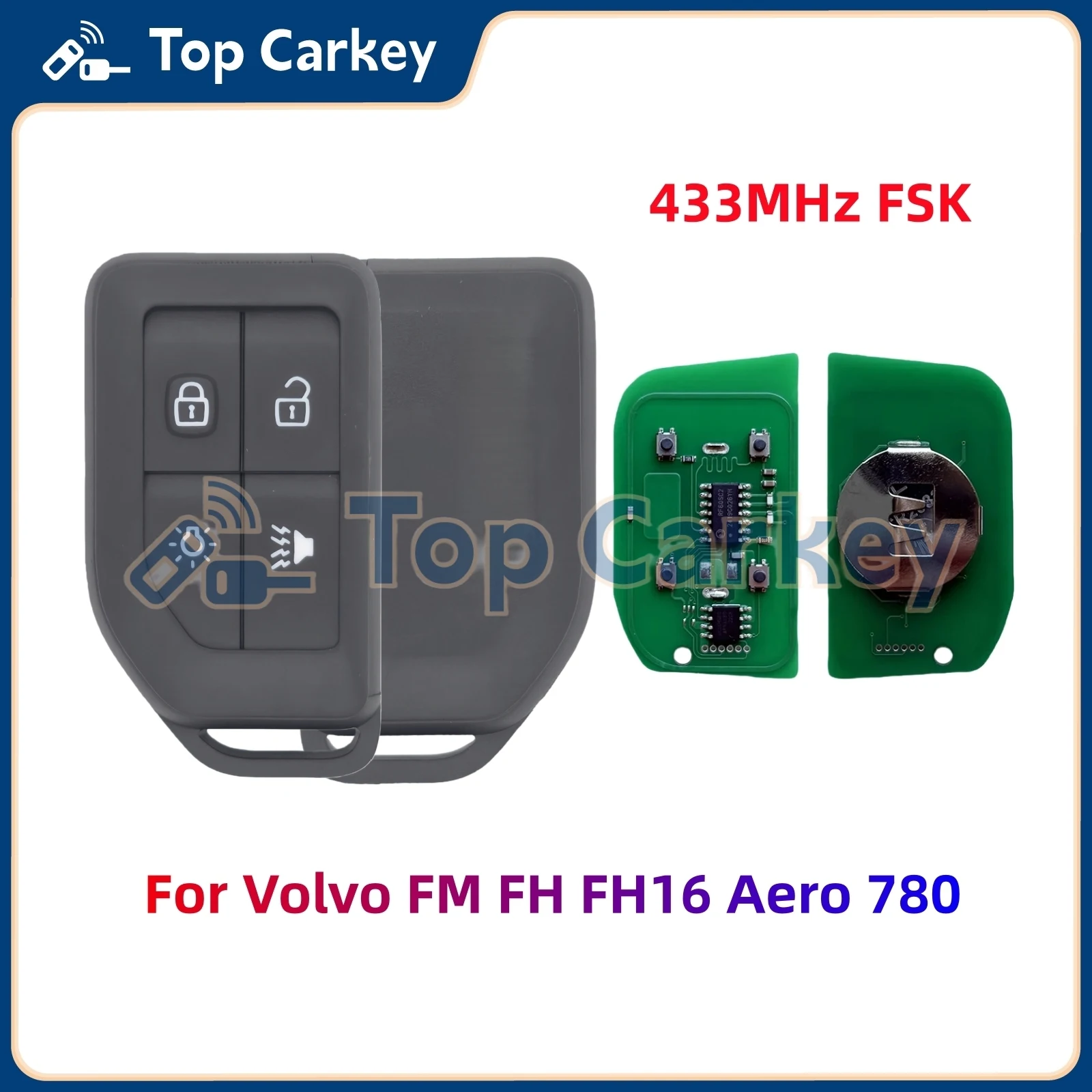 

TopCarkey Truck Replacement Remote Control Fob 4 Buttons 433MHz FSK for Volvo FM FH FH16 Aero 780