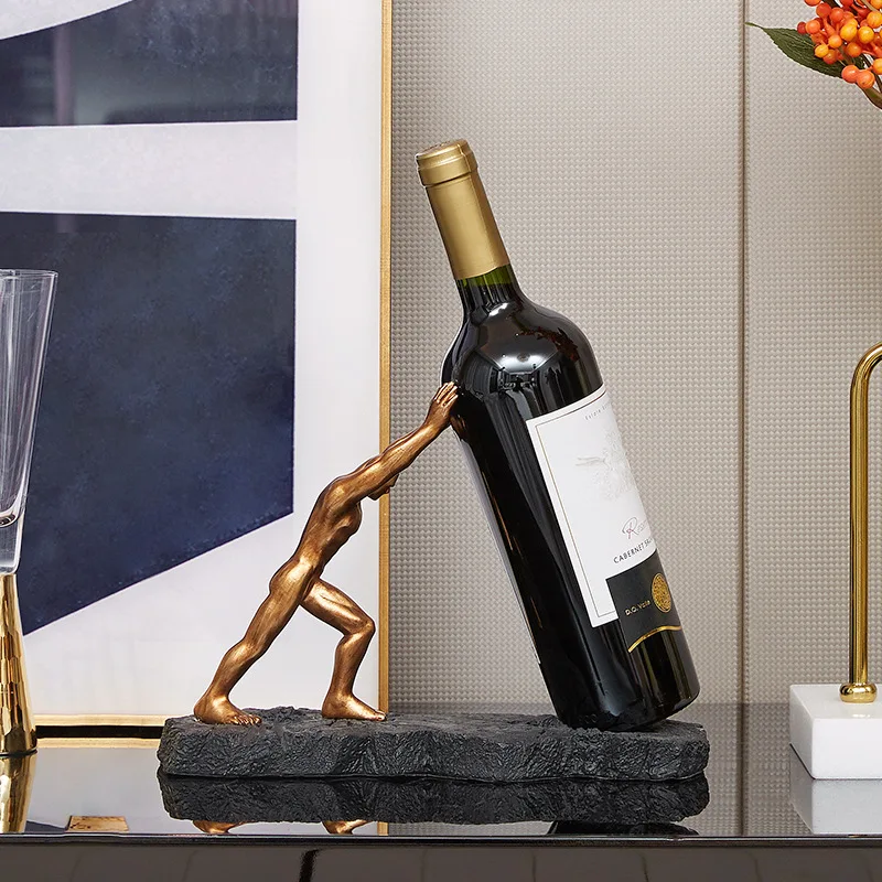 

European Light Luxury Creative Character Resin Ornament Red Wine Rack Wine Cabinet Study Modern Home Decoration