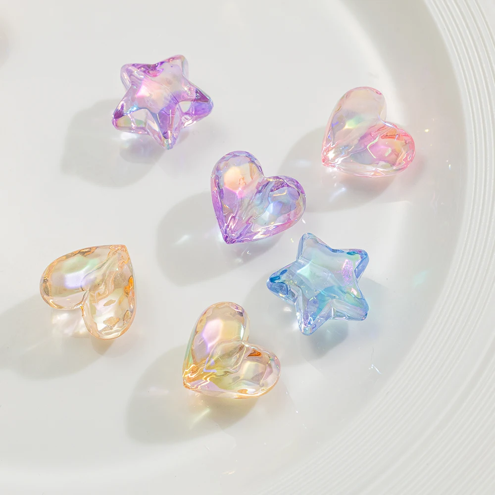 20 قطعة قلب أكريليك نجمة خماسية فضفاض خزر عازل DIY بها بنفسك اليدوية قلادة سوار مستلزمات صناعة المجوهرات اكسسوارات