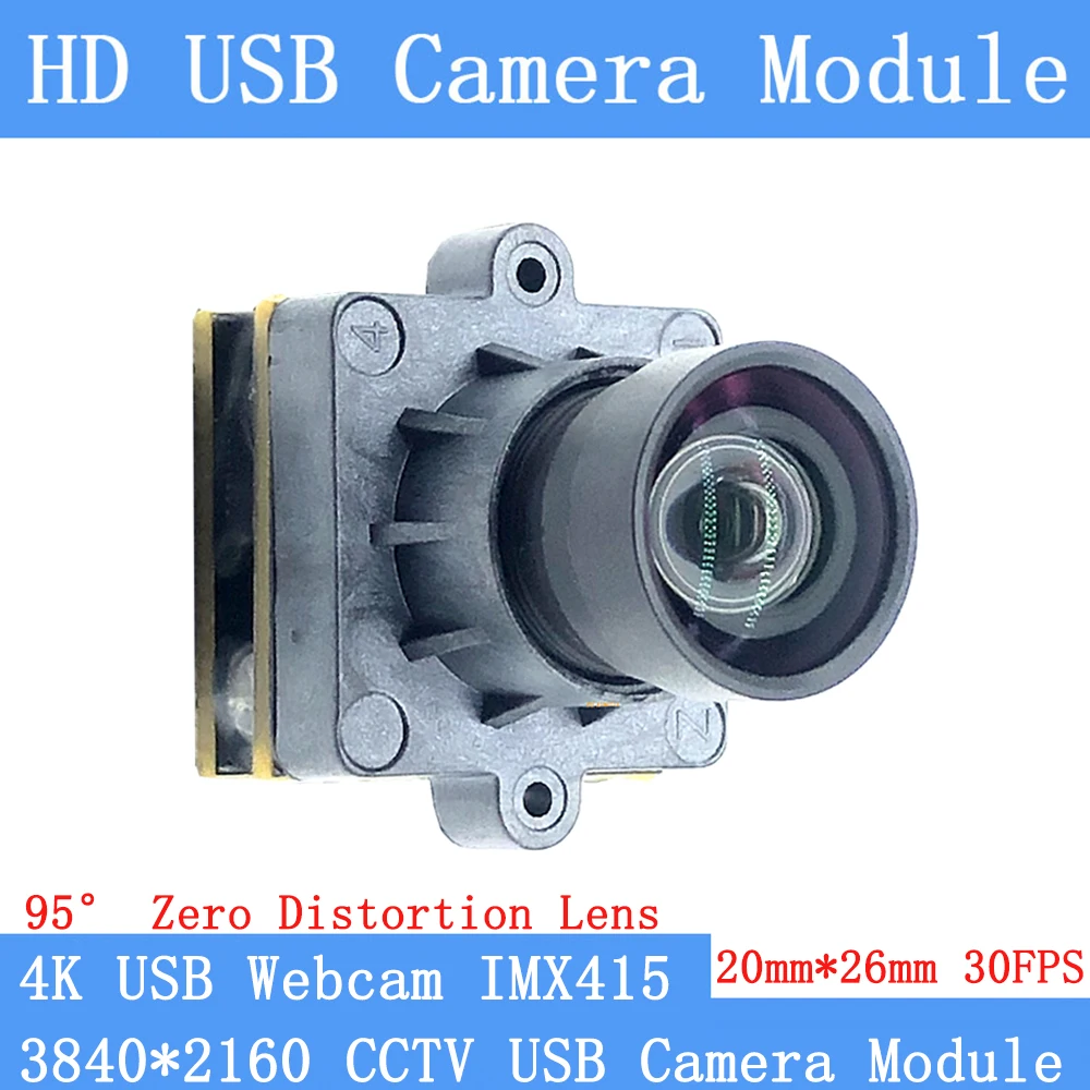 4K AF Autofocus USB Camera Module CCTV Webcam 3840x2160 IMX415 30FPS 95° No Distortion 20mmX20mm UVC for Windows Computers