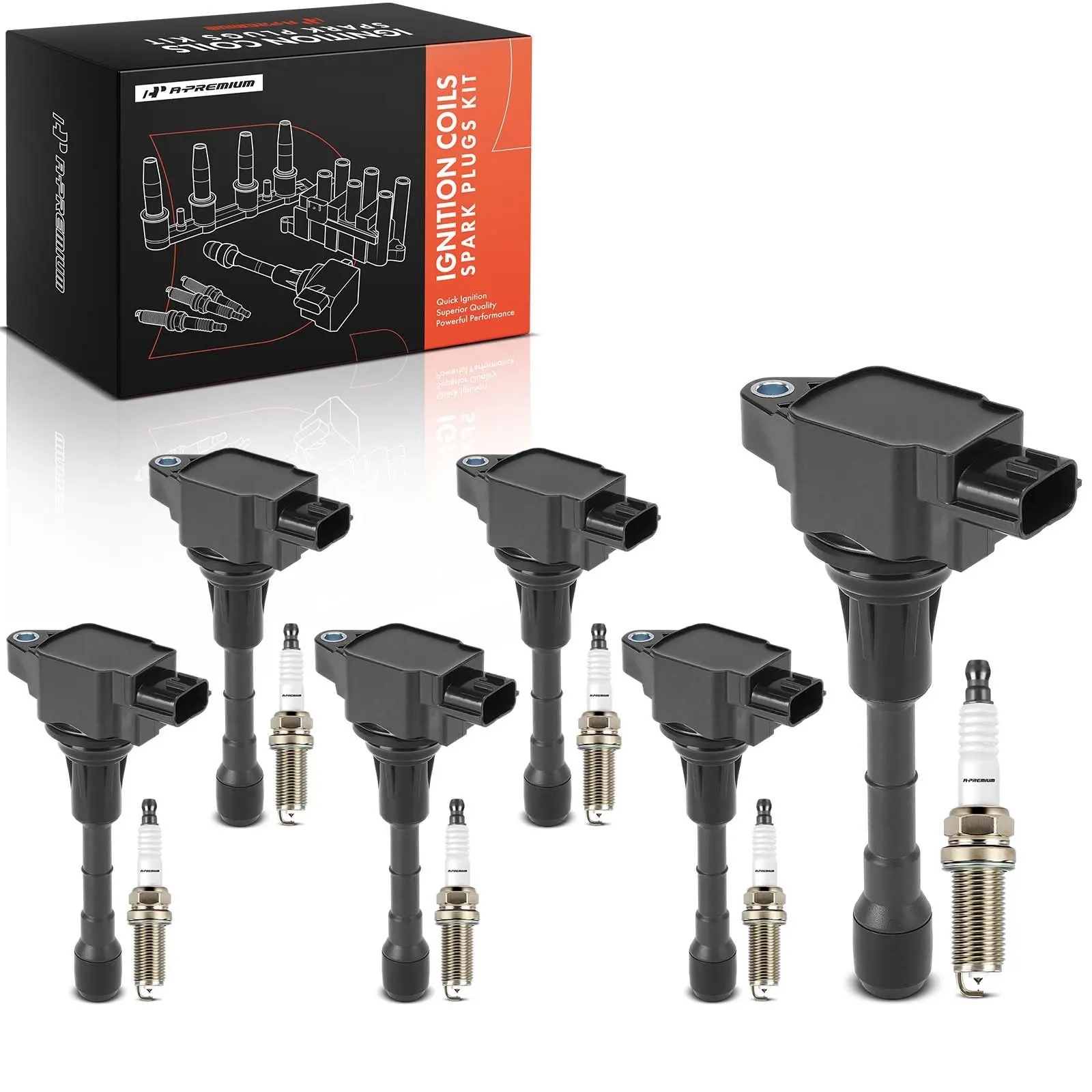 A-Premium 6x Ignition Coils & 6x Iridium Spark Plug Kit for Infiniti EX37 G37 Nissan 370Z
