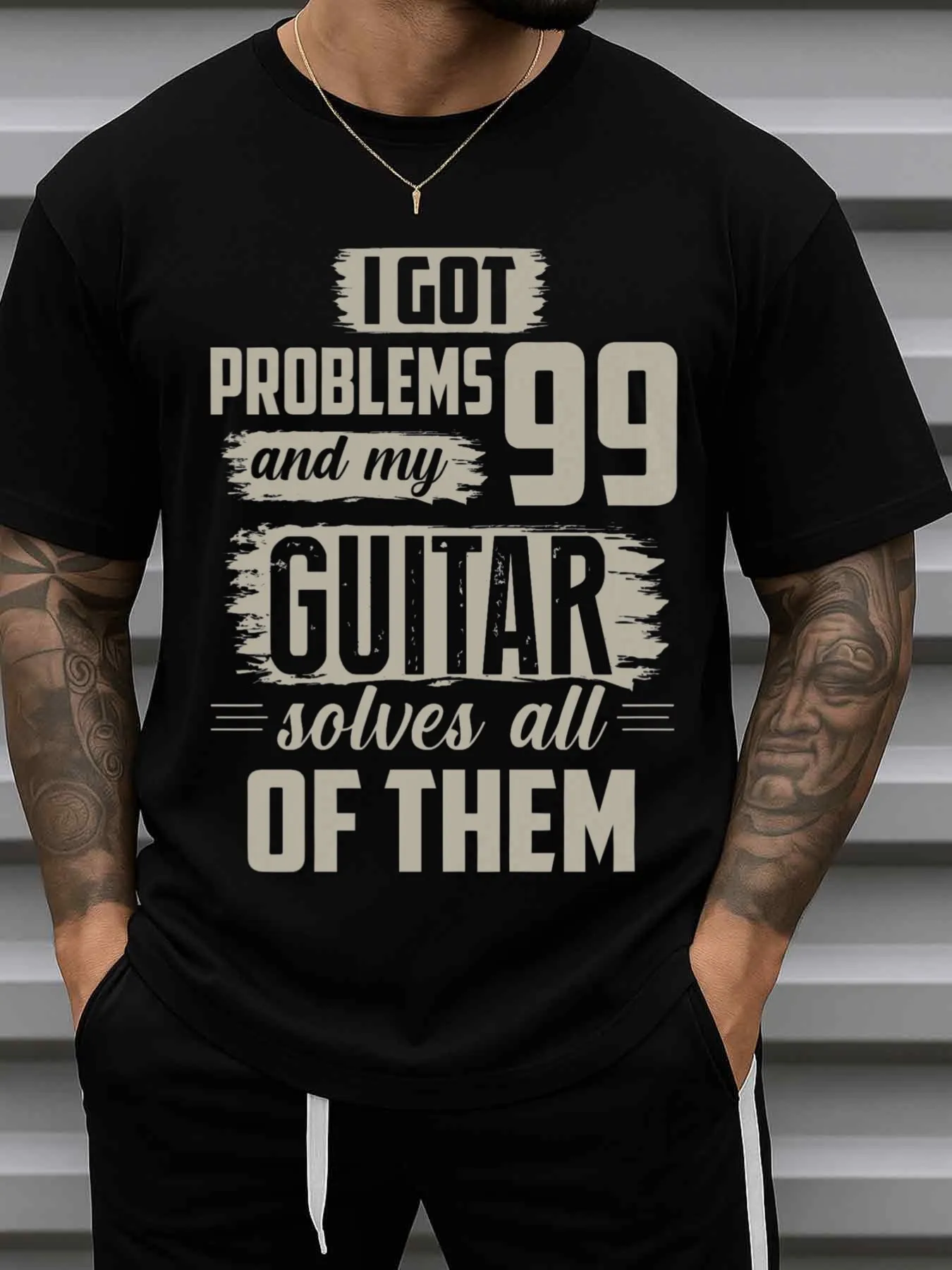 

Funny Guitar Saying Vintage Music T-Shirt 100% Cotton O-Neck Short Sleeve Summer Casual Mens T-shirt Streetwear
