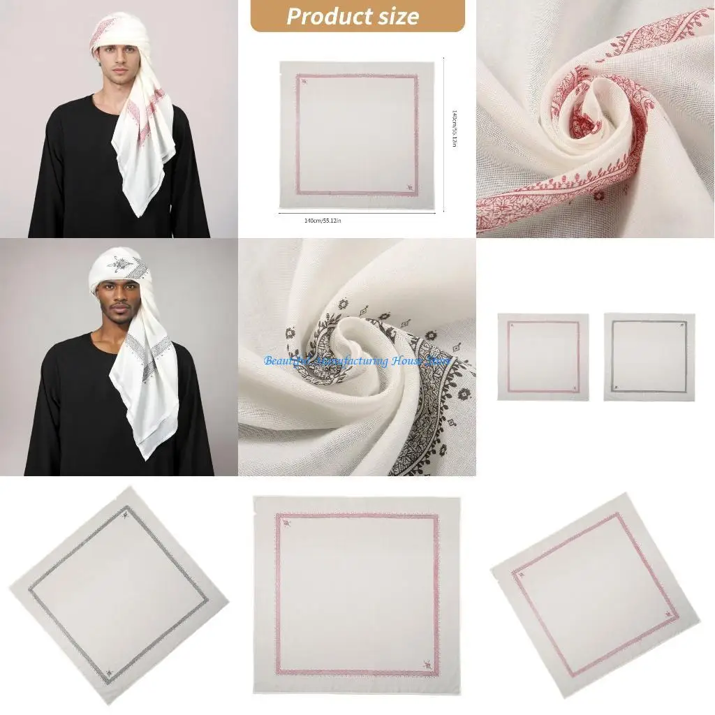 E56A في الهواء الطلق للجنسين الحجاب البوهيمي طباعة باندانا بيزلي نمط مربع لكل يوم مريح #1