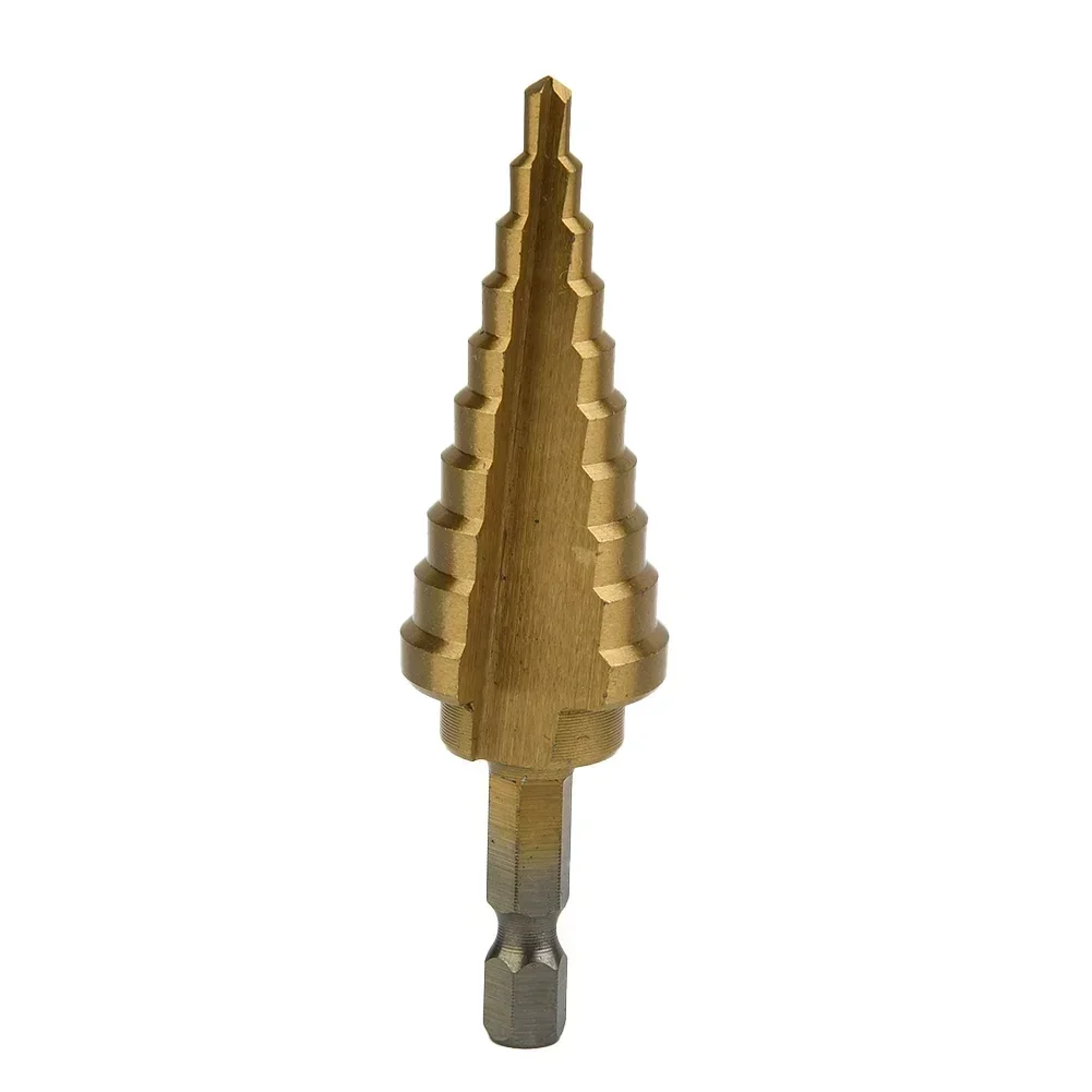 1Pcs 4-22mm HSS Titanium Coated Step Drill Bit Drilling Power ToolsMetal High Speed Steel Wood Hole Cutter Step Cone Dril A50