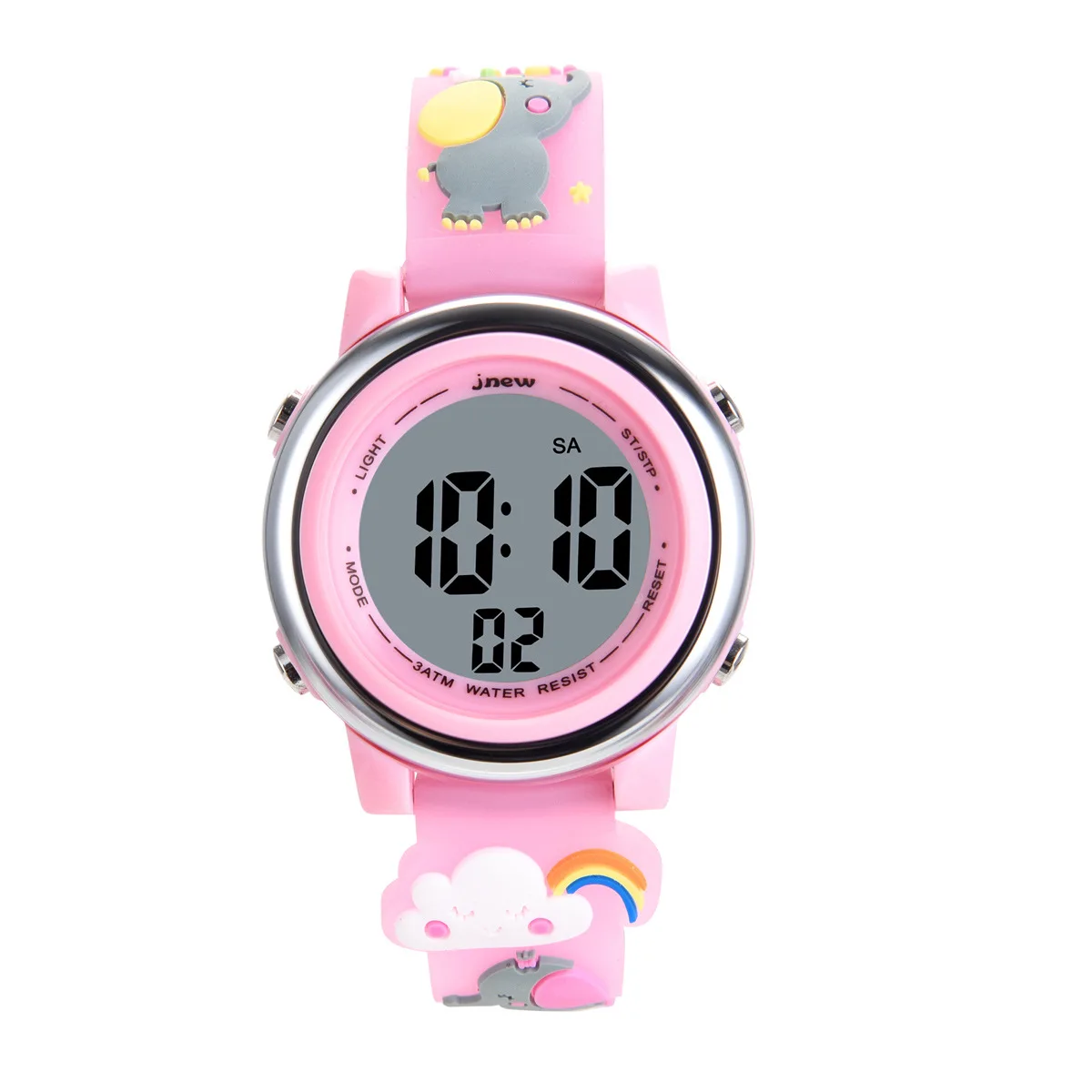 Reloj electrónico deportivo para niños, reloj despertador impermeable con esfera Digital electrónica LED, bonito elefante de dibujos animados, camión de bomberos