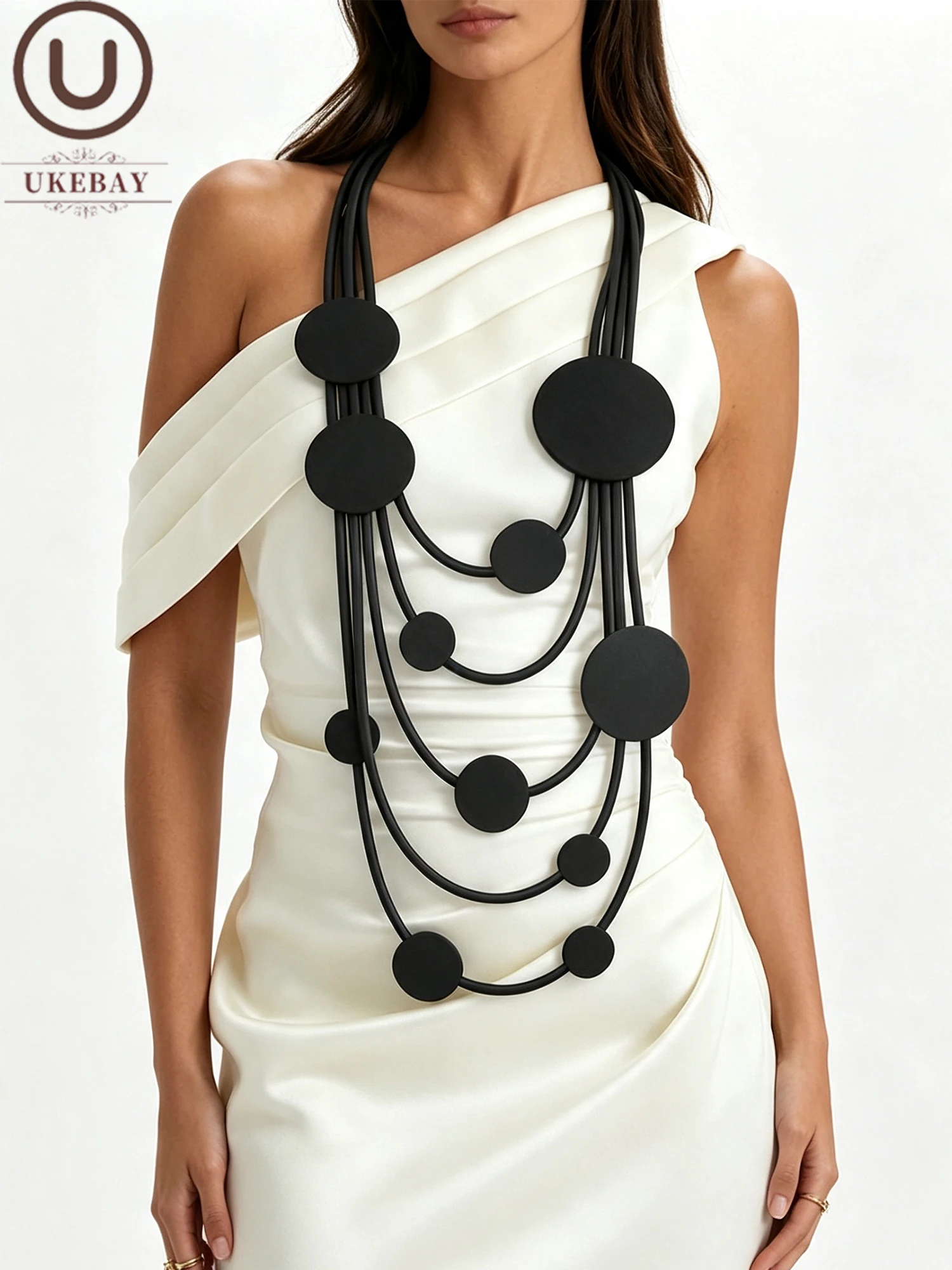 UKEBAY Boho Mehrschichtige Geometrische Anhänger-Halskette für Frauen, Statement-Modeschmuck, Alltagsschmuck, Party, Leichte Halskette – Detail 1