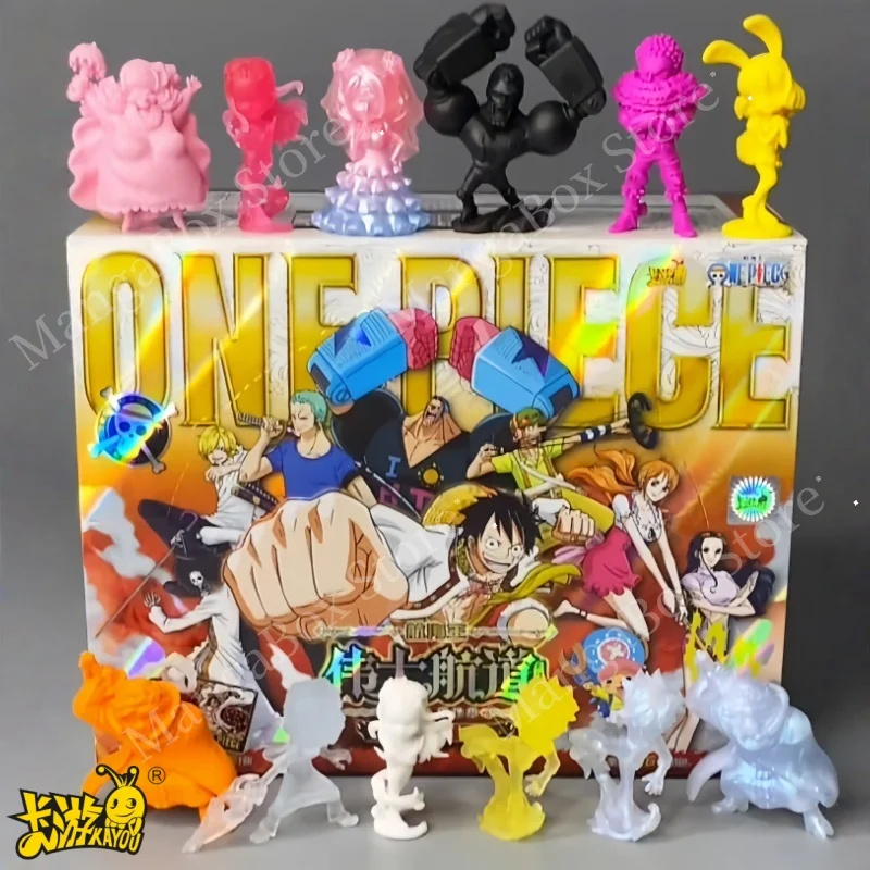 KAYOU Mini figura de goma de una pieza vol. 1 caja ciega, juguete coleccionable oficial con tarjeta Luffy XP oculta grande, regalo de moda