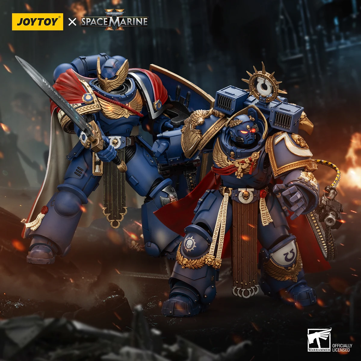 JOYTOY Warhammer 40k Ultramarines Marneus Calgar Capitolo Maestro con MKX Gravis Armor Action Figure
