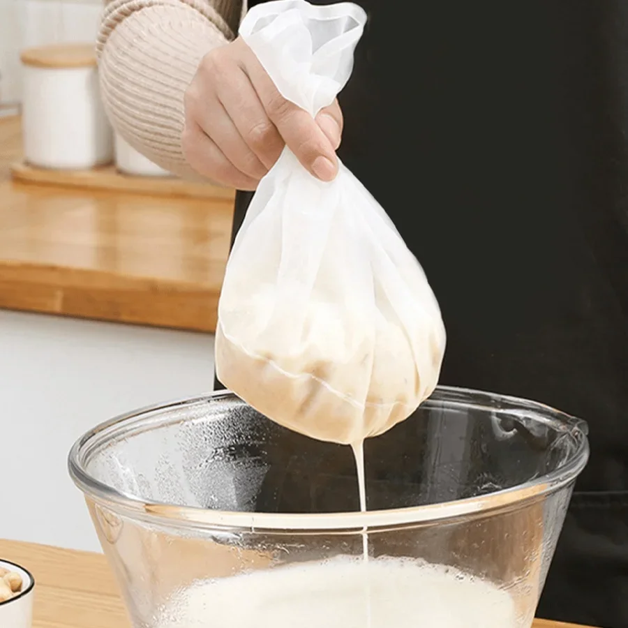 أكياس قماش الجبن القابلة لإعادة الاستخدام - مصفاة شبكية دقيقة للزبادي والعصير والقهوة وأكياس تصفية الشاش الآمنة للطعام - ملحقات الطبخ في المطبخ