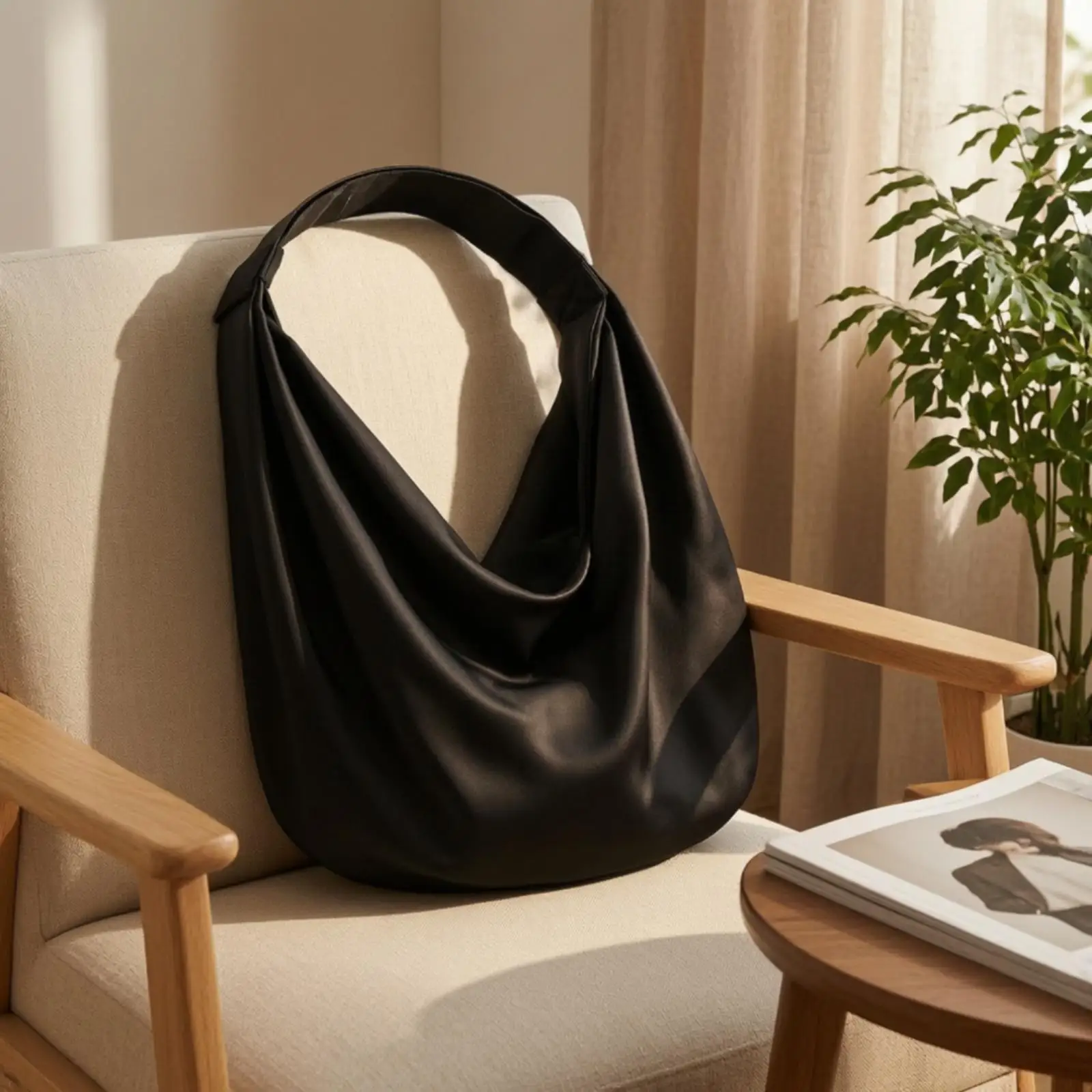Cozy Travel Throw for Seated Journeys Black Stretch Shawl with Loop Lightweight Enveloping Blanket for Commuting Rest - view 5