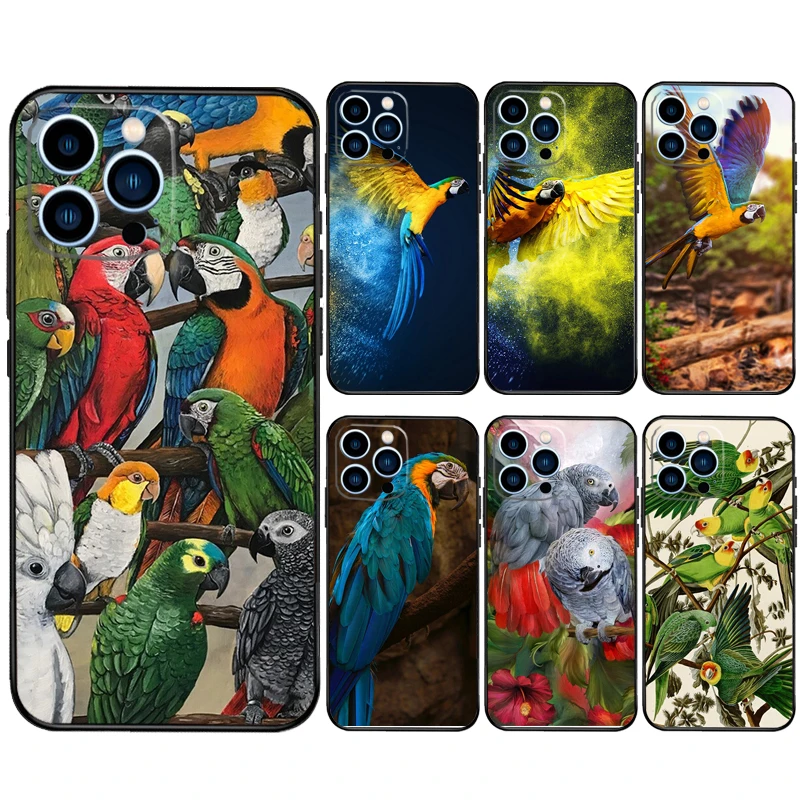 Animal Parrot Birds Case For iPhone 11 12 13 14 16 15 Pro Max 7 8 Plus 12 13 Mini XS MAX X XR Cover Coque