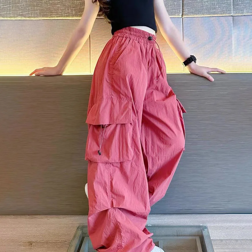 

Teen Girls Joggers Pants Loose Casual Fashion Children Straight Trousers Pockets Design Trendy Cool Streetwear Kids Pants 5-14Ys