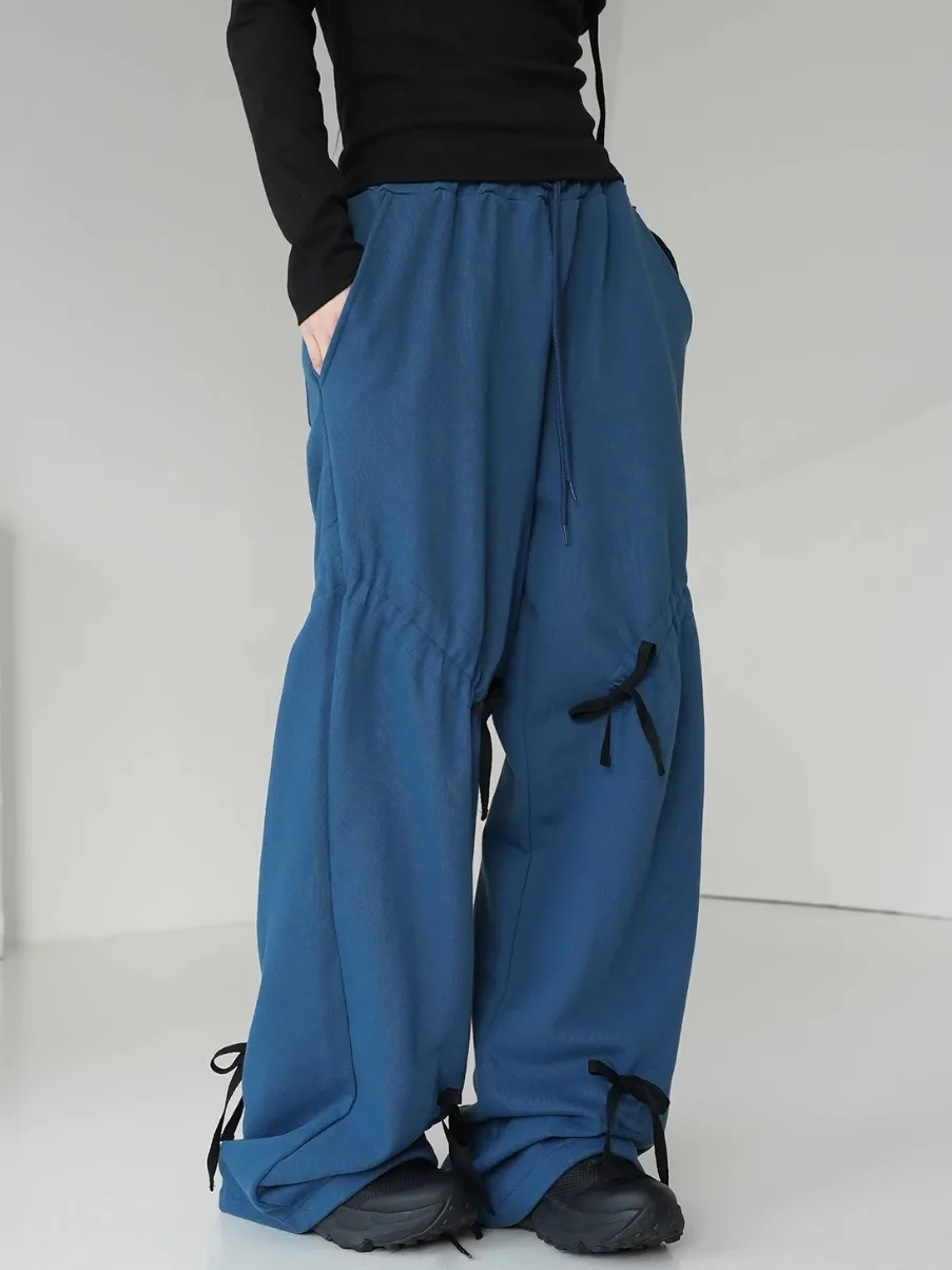 Street Sle – pantalon ample à jambes droites pour femmes, décontracté, taille élastique, Design Dstring, taille haute, Long