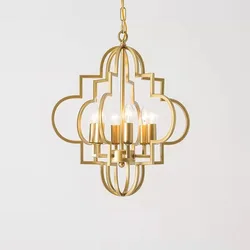 Vintage American Wrought Iron Gold Chandelier Design Living Room Pendant Lamp Nordic Dining Room Bedroom Cafe Kitchen Light